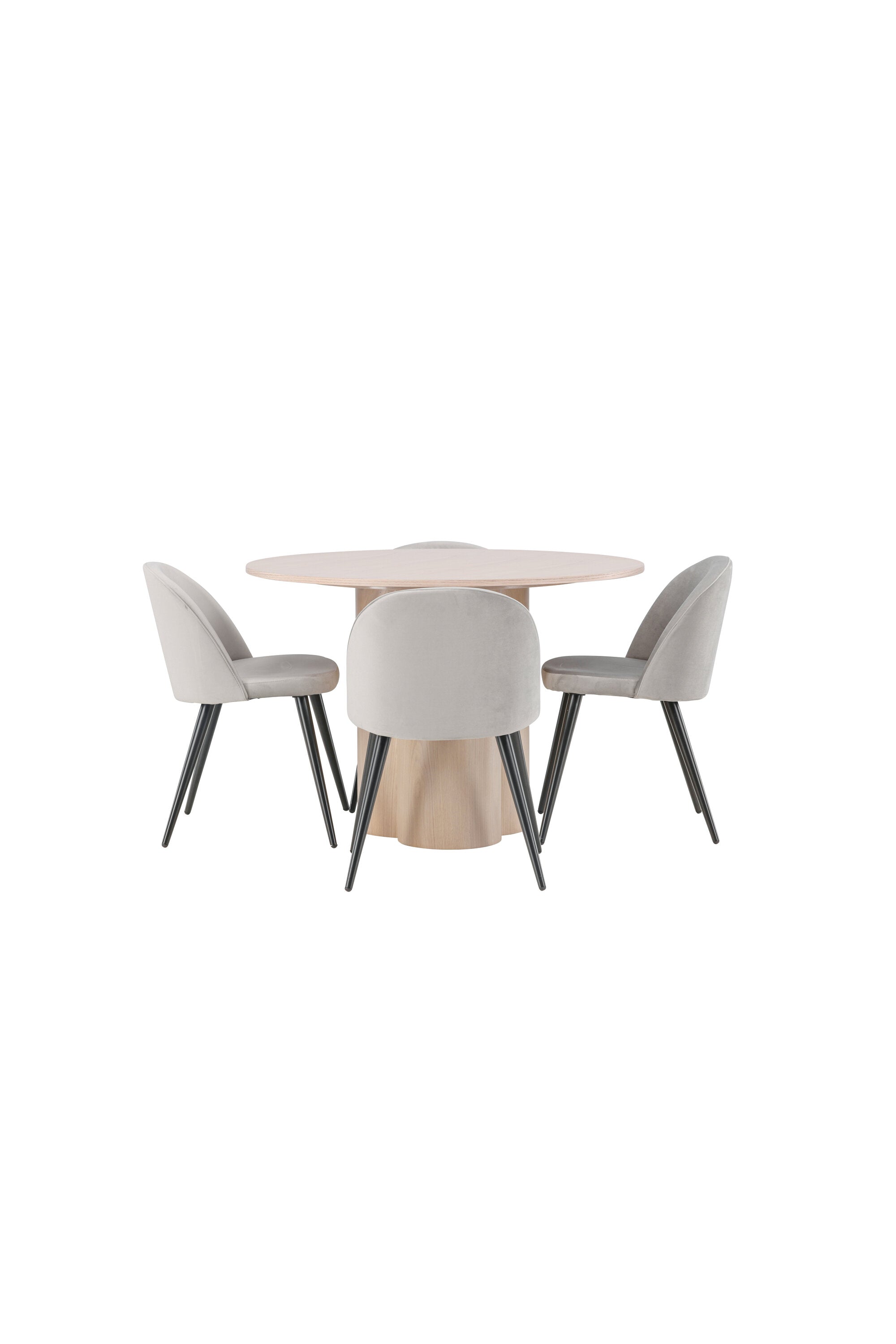 Olivia Esszimmer Set + Velvet ⌀110cm/4St. in Natur / Schwarzgrau präsentiert im Onlineshop von KAQTU Design AG. Esszimmerset ist von Venture Home