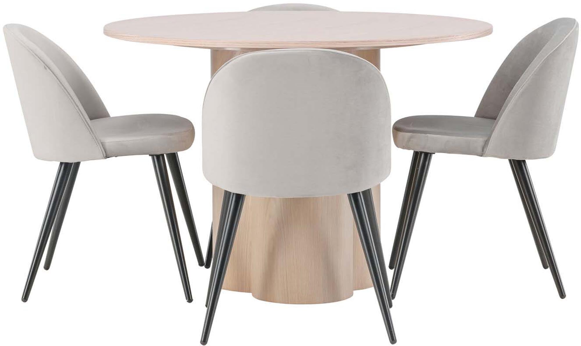 Luxuriöses Olivia Esszimmer Set, Samt, 110cm, 4 Stühle, Venture Home.