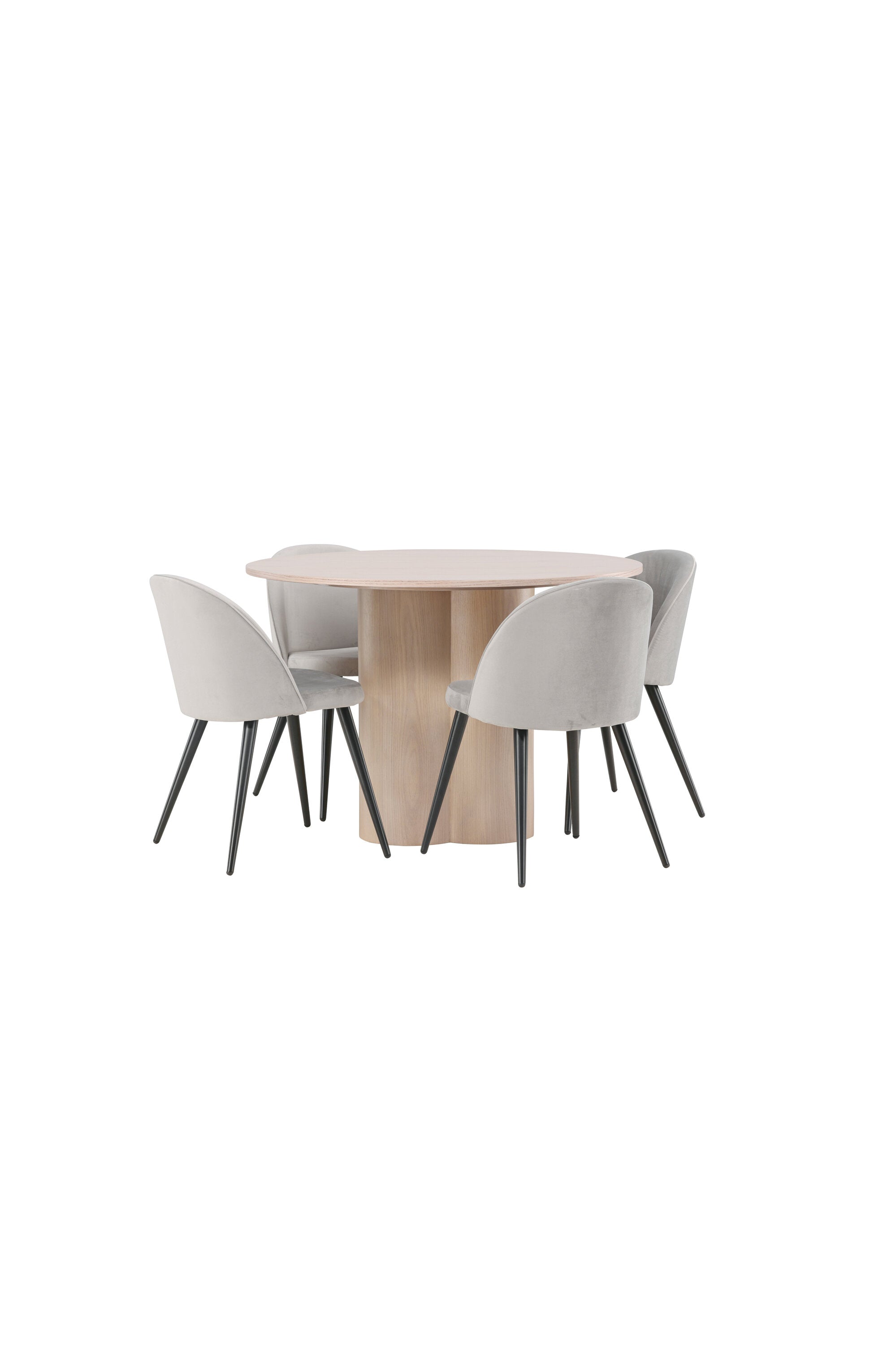 Olivia Esszimmer Set + Velvet ⌀110cm/4St. in Natur / Schwarzgrau präsentiert im Onlineshop von KAQTU Design AG. Esszimmerset ist von Venture Home