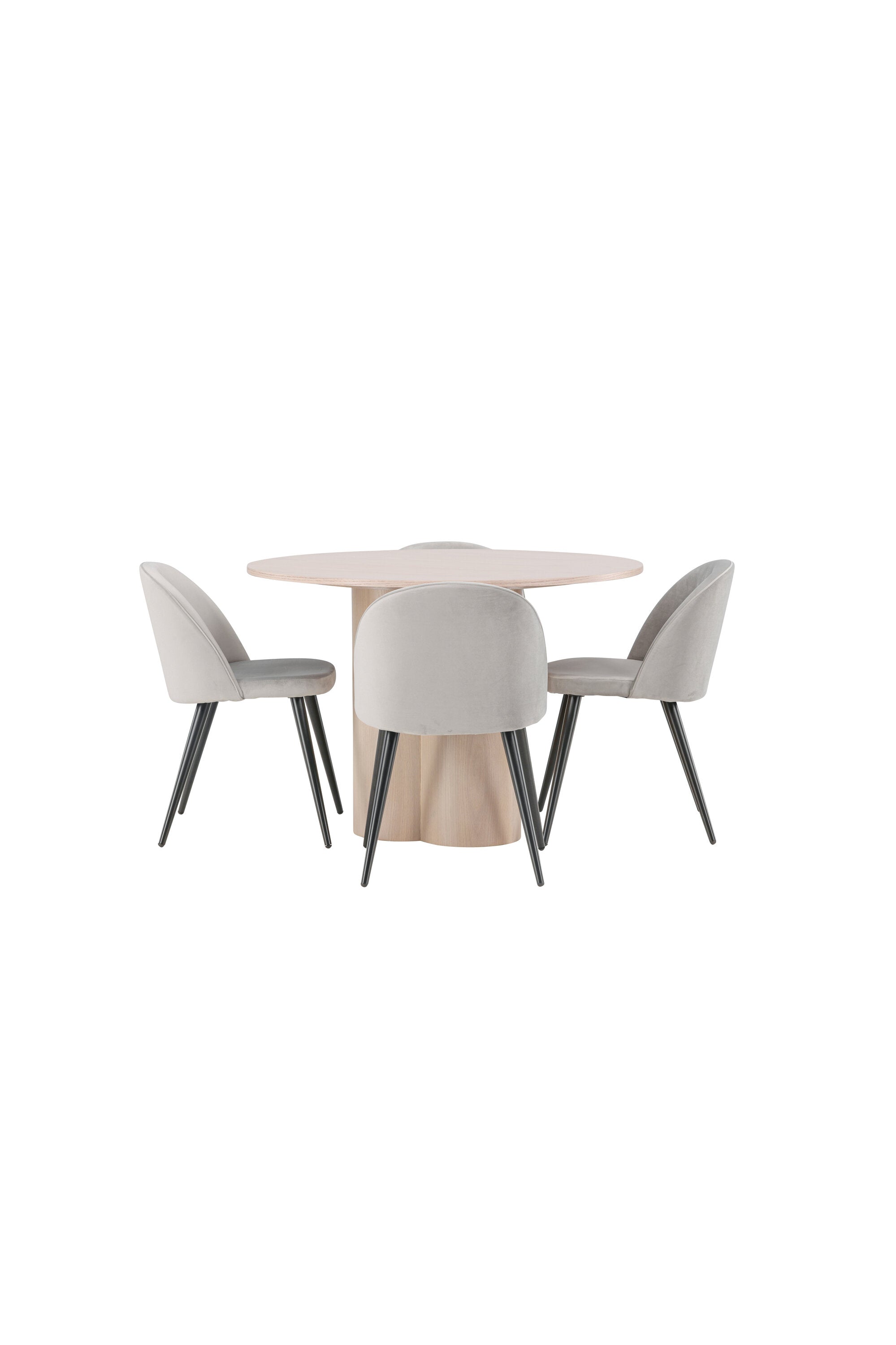Olivia Esszimmer Set + Velvet ⌀110cm/4St. in Natur / Schwarzgrau präsentiert im Onlineshop von KAQTU Design AG. Esszimmerset ist von Venture Home