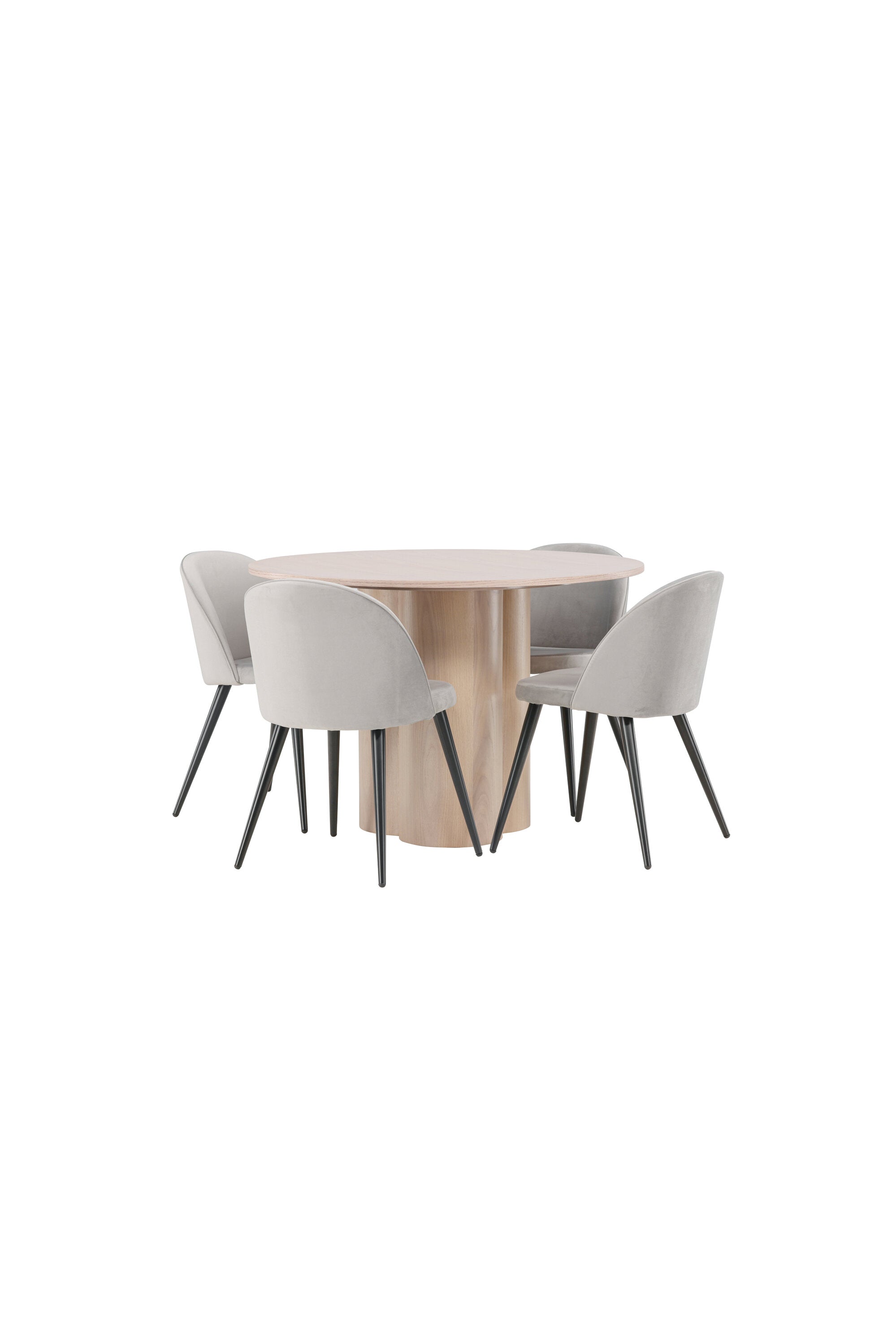 Olivia Esszimmer Set + Velvet ⌀110cm/4St. in Natur / Schwarzgrau präsentiert im Onlineshop von KAQTU Design AG. Esszimmerset ist von Venture Home