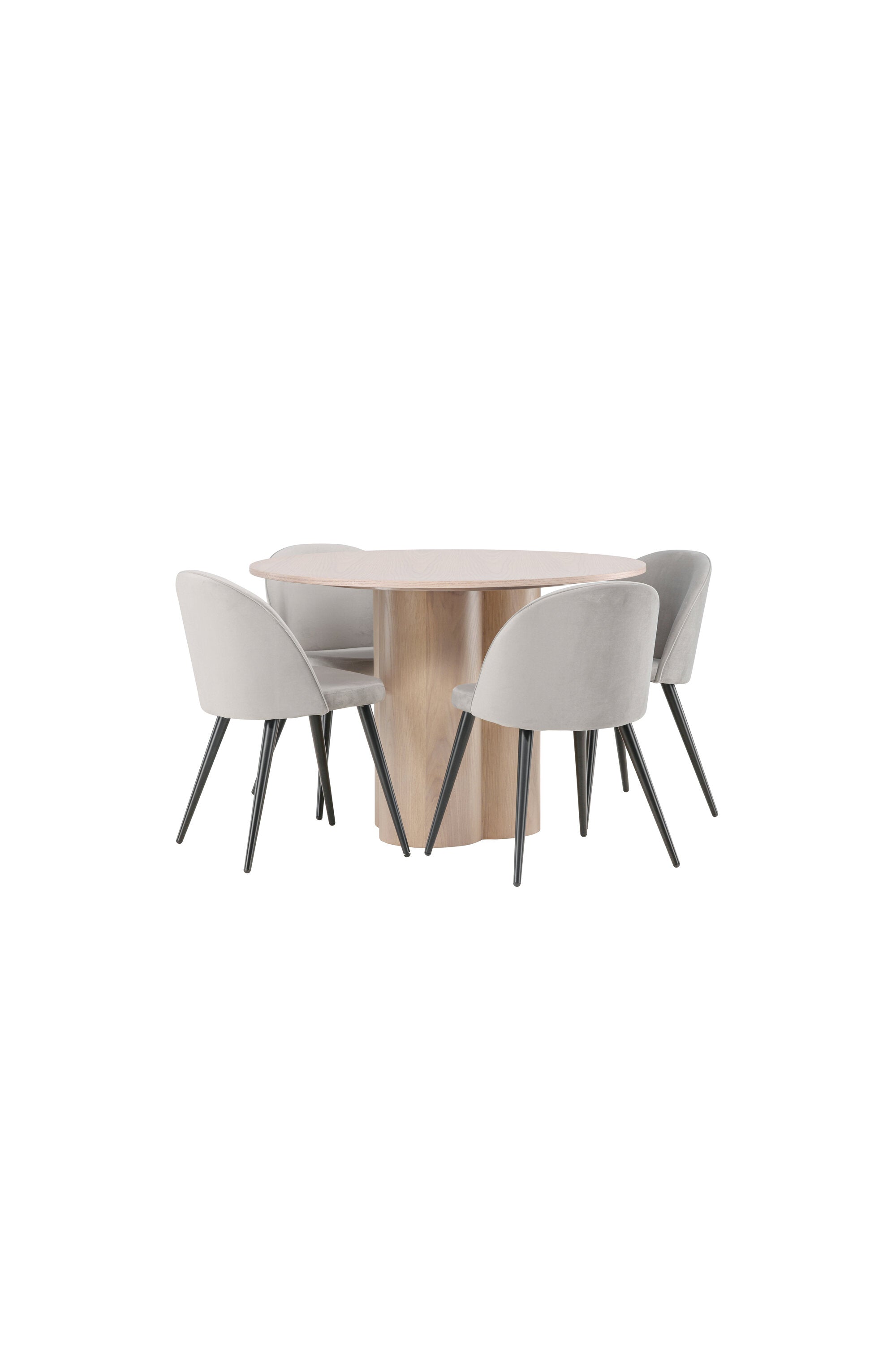 Olivia Esszimmer Set + Velvet ⌀110cm/4St. in Natur / Schwarzgrau präsentiert im Onlineshop von KAQTU Design AG. Esszimmerset ist von Venture Home