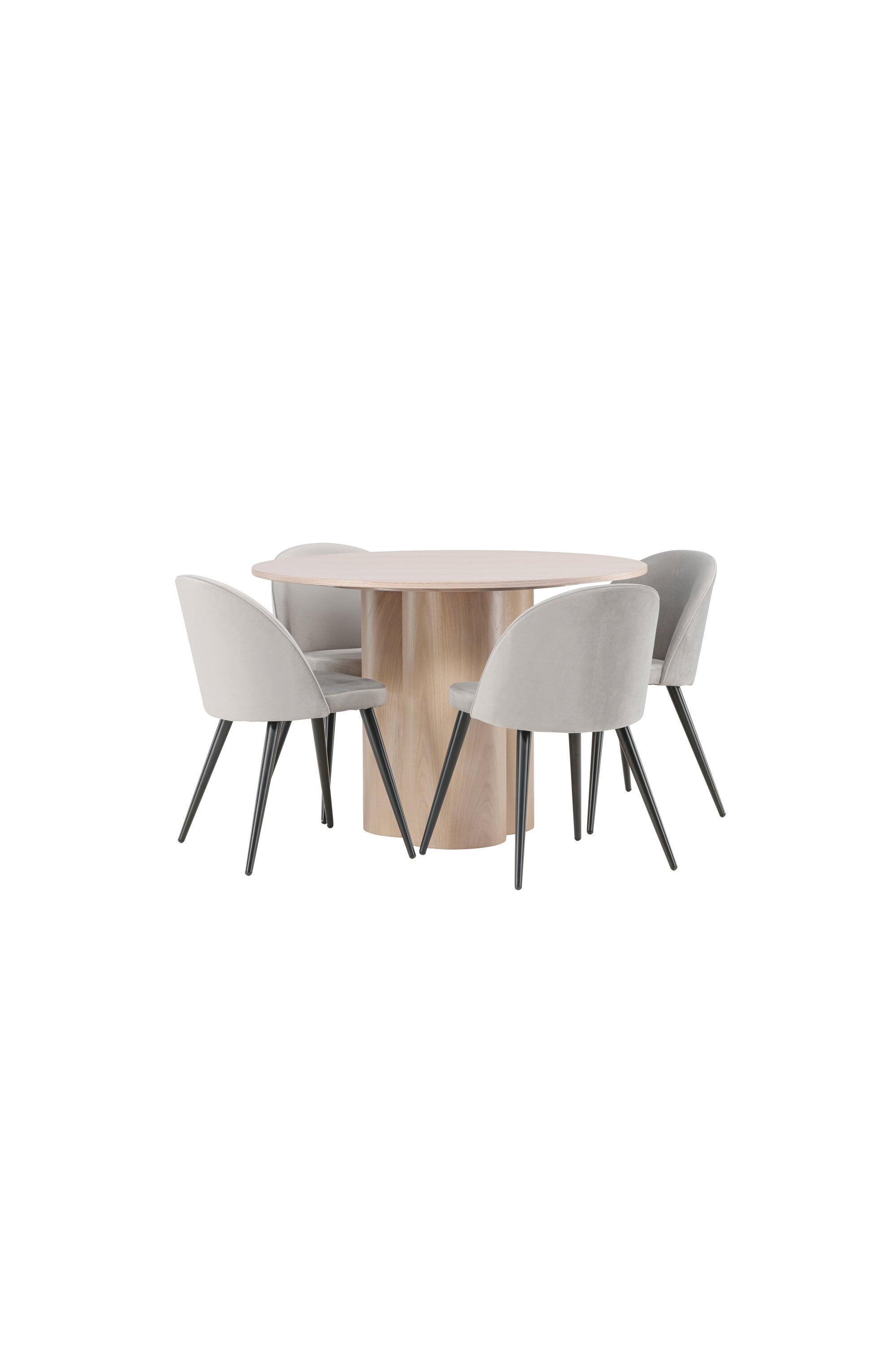 Olivia Esszimmer Set + Velvet ⌀110cm/4St. in Natur / Schwarzgrau präsentiert im Onlineshop von KAQTU Design AG. Esszimmerset ist von Venture Home