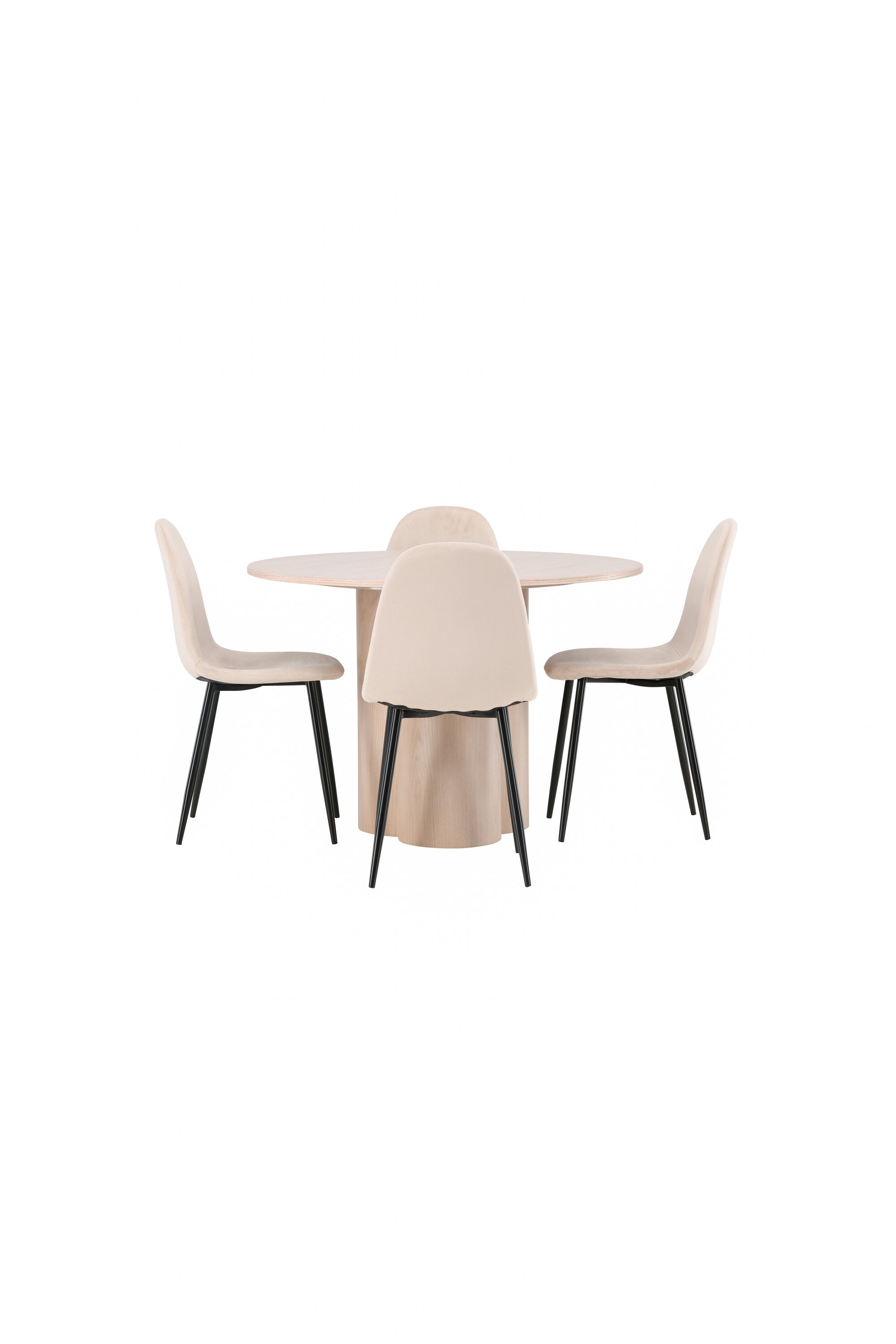 Olivia Esszimmer Set + Polar ⌀110cm/4St. in Natur / Beige / Schwarz präsentiert im Onlineshop von KAQTU Design AG. Esszimmerset ist von Venture Home