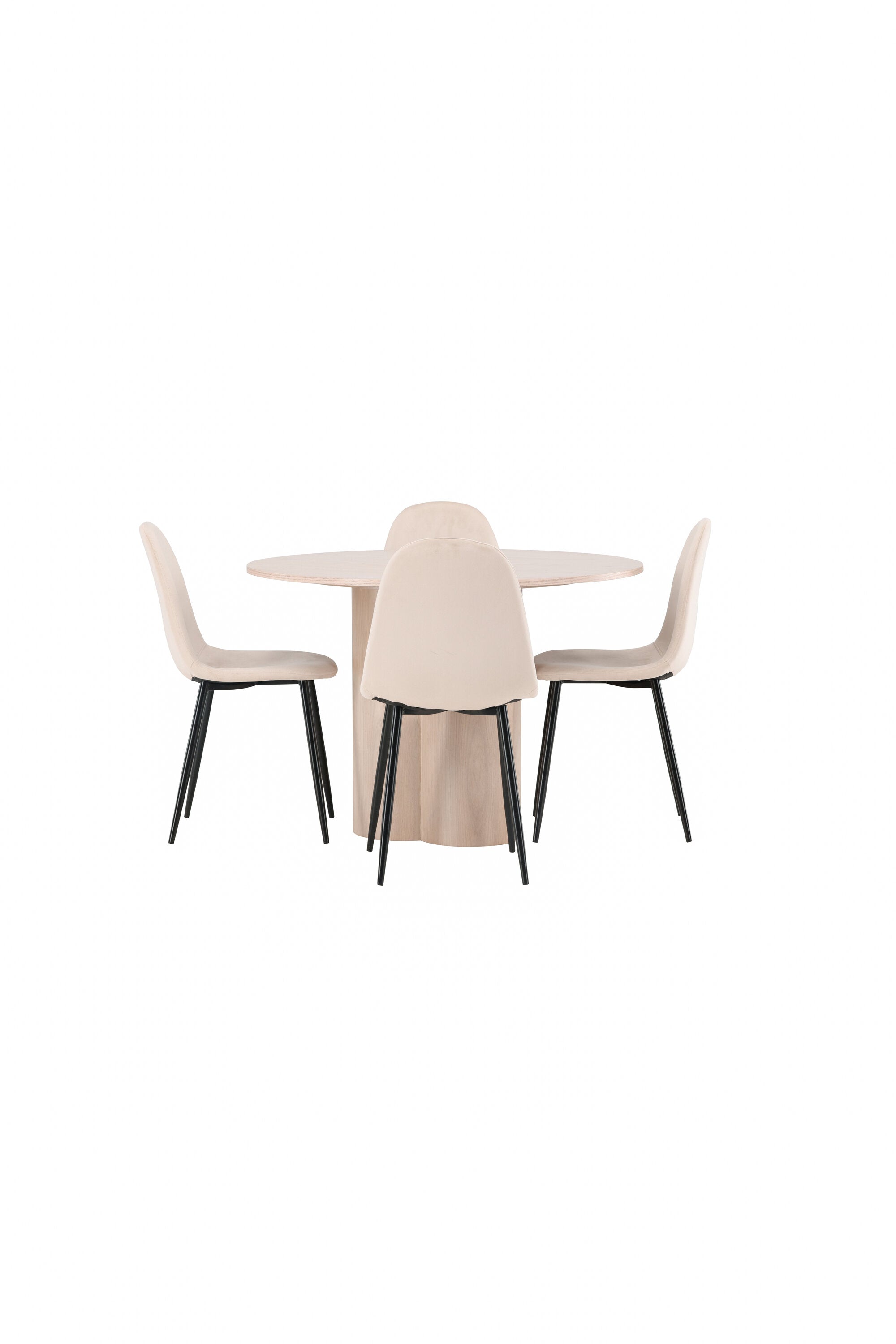 Olivia Esszimmer Set + Polar ⌀110cm/4St. in Natur / Beige / Schwarz präsentiert im Onlineshop von KAQTU Design AG. Esszimmerset ist von Venture Home