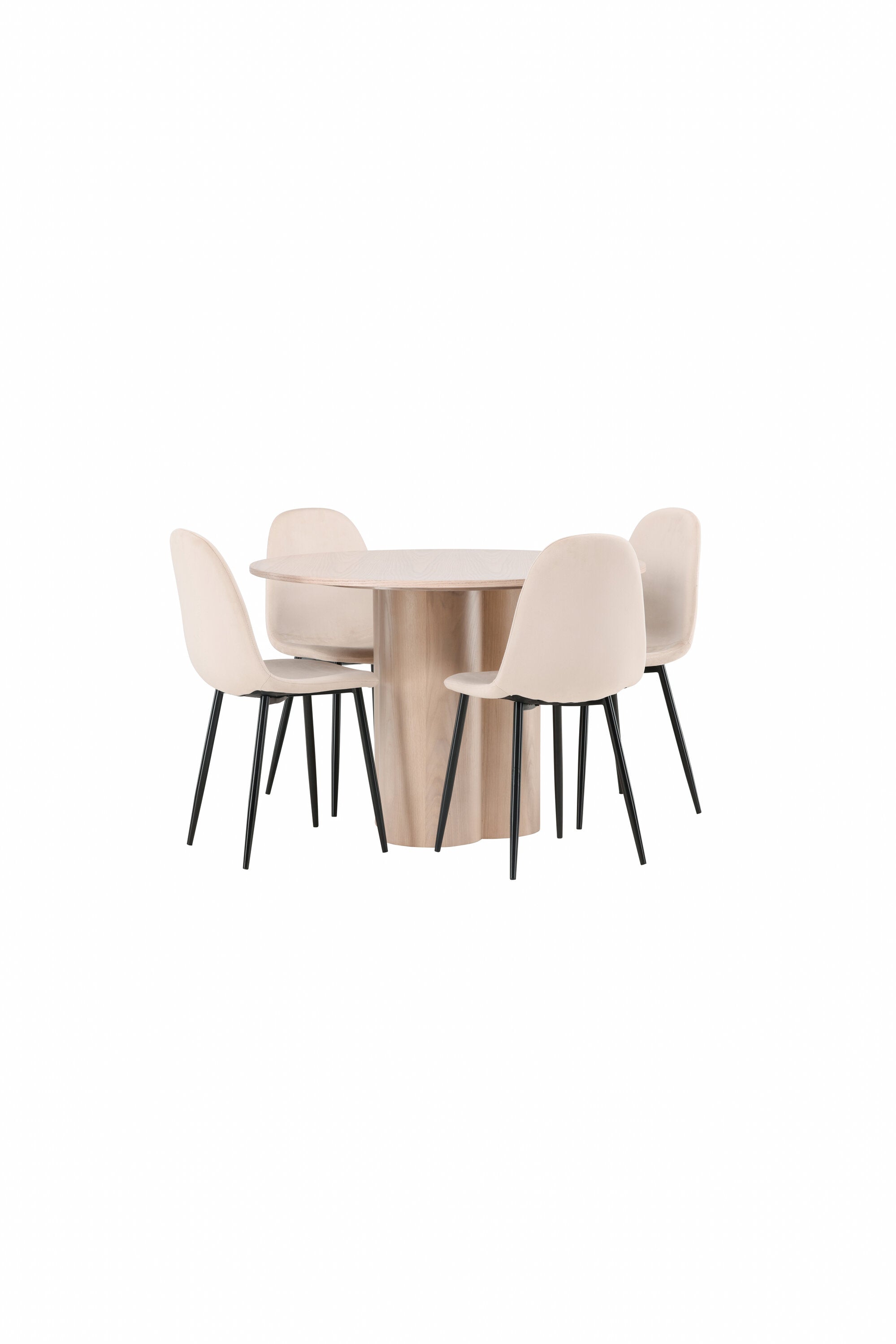 Olivia Esszimmer Set + Polar ⌀110cm/4St. in Natur / Beige / Schwarz präsentiert im Onlineshop von KAQTU Design AG. Esszimmerset ist von Venture Home