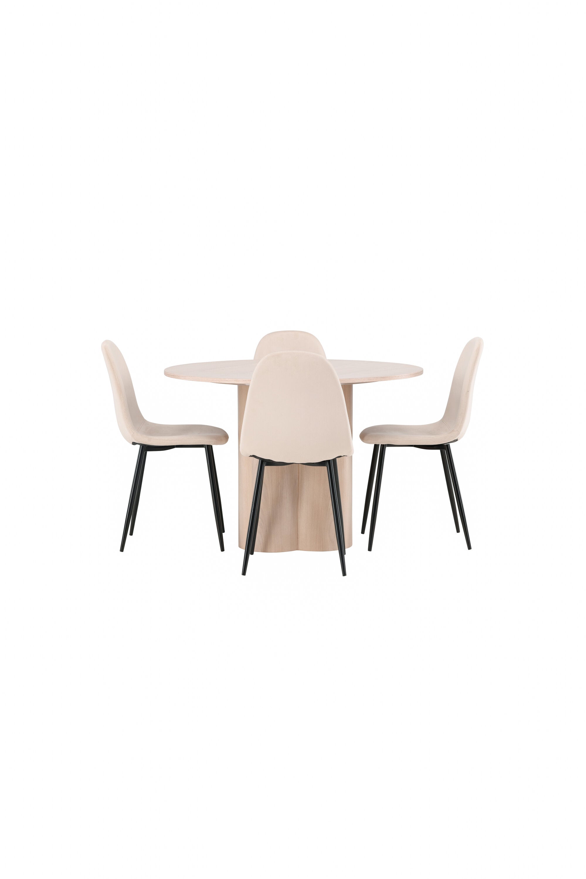 Olivia Esszimmer Set + Polar ⌀110cm/4St. in Natur / Beige / Schwarz präsentiert im Onlineshop von KAQTU Design AG. Esszimmerset ist von Venture Home