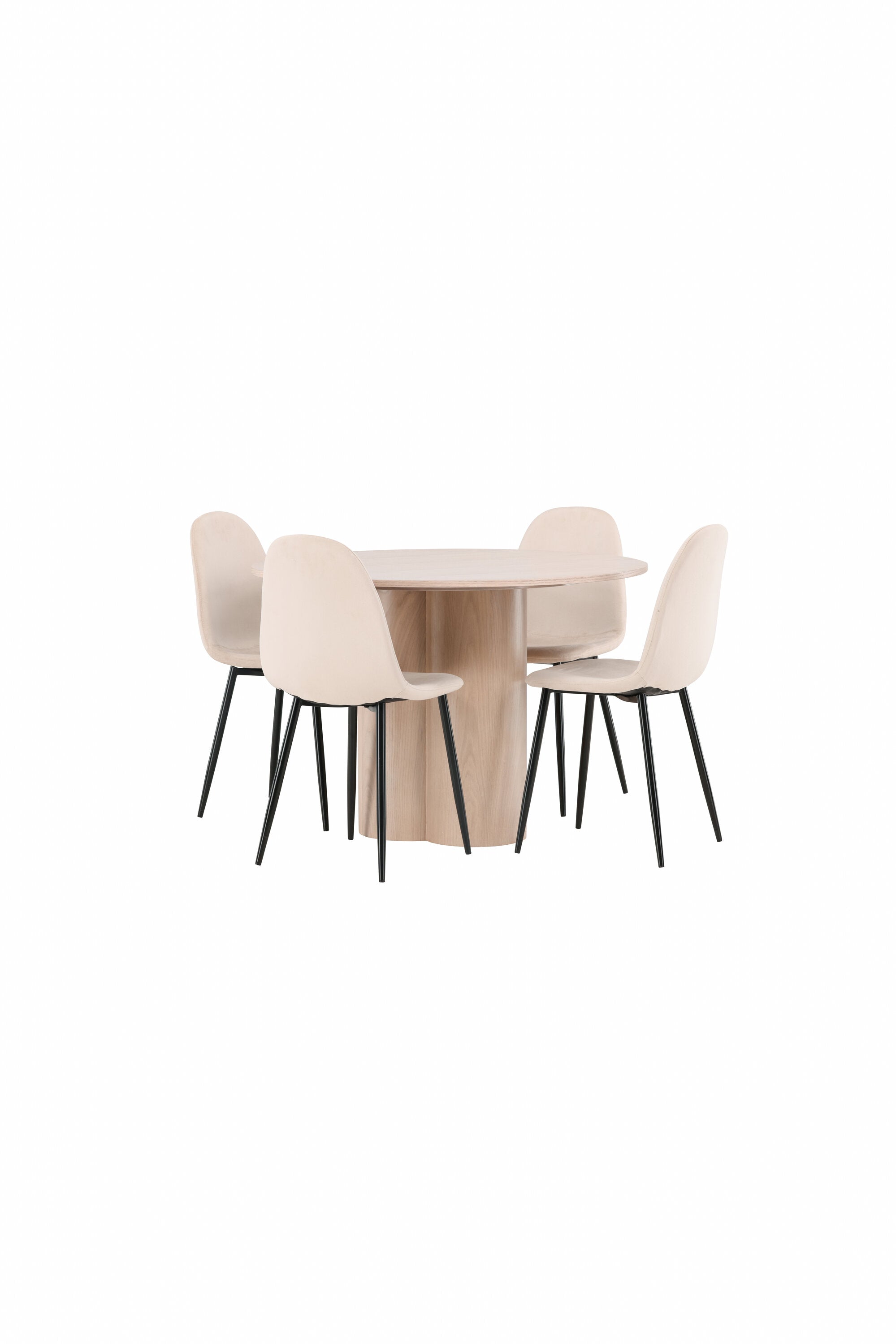 Olivia Esszimmer Set + Polar ⌀110cm/4St. in Natur / Beige / Schwarz präsentiert im Onlineshop von KAQTU Design AG. Esszimmerset ist von Venture Home