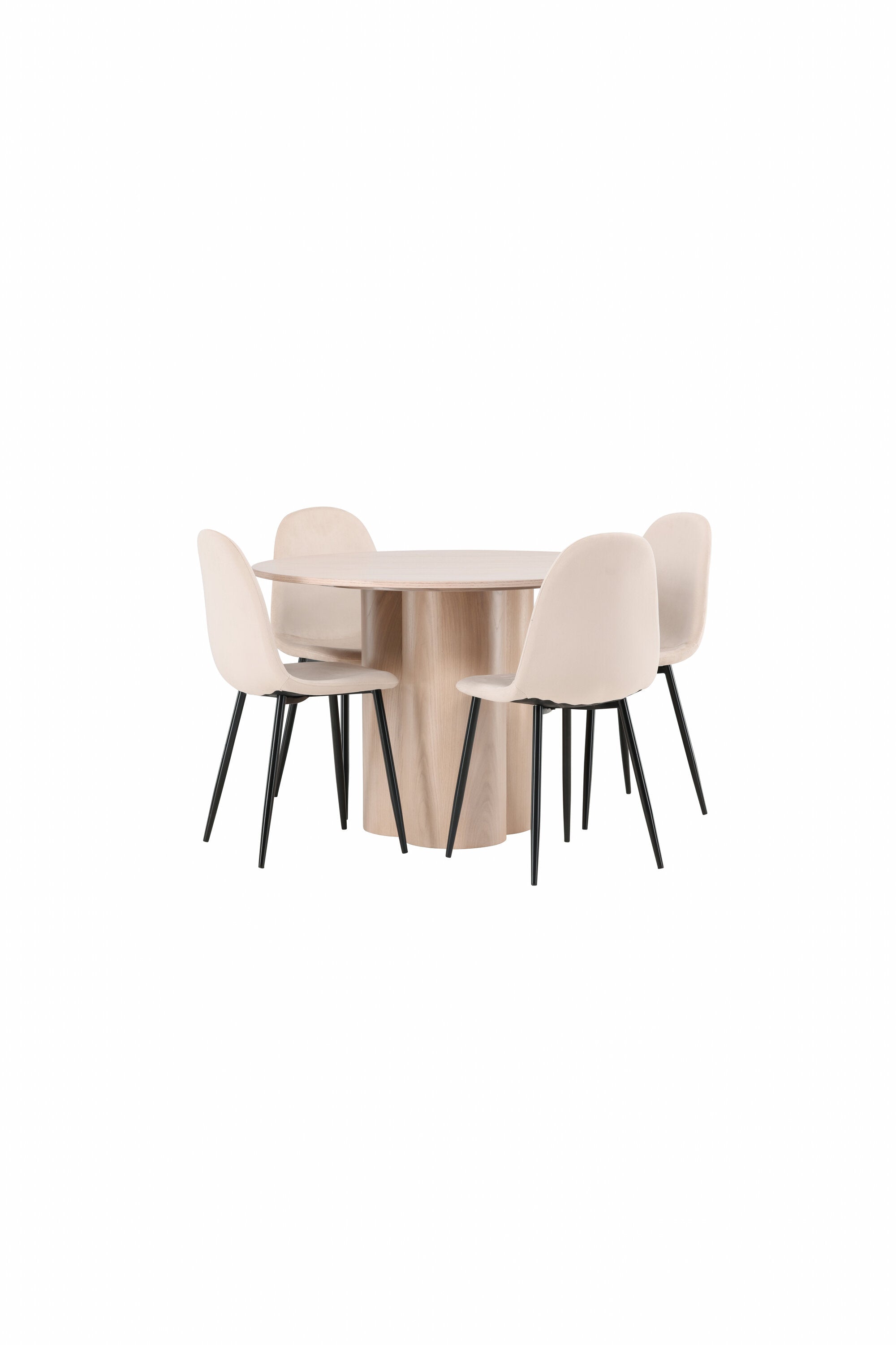 Olivia Esszimmer Set + Polar ⌀110cm/4St. in Natur / Beige / Schwarz präsentiert im Onlineshop von KAQTU Design AG. Esszimmerset ist von Venture Home