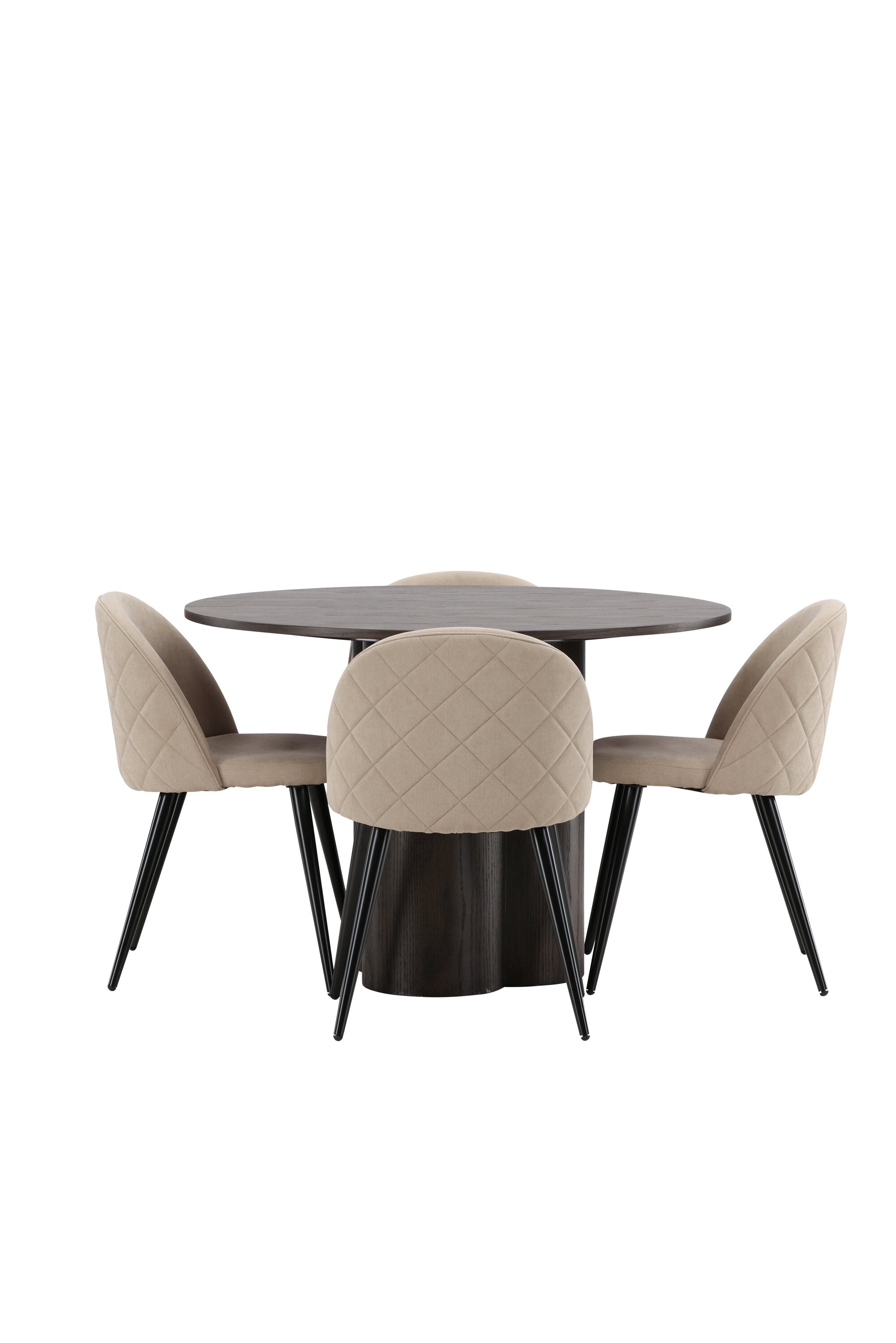 Olivia Esszimmer Set + Velvet ⌀110cm/4St. in Beige, Schwarz präsentiert im Onlineshop von KAQTU Design AG. Esszimmerset ist von Venture Home