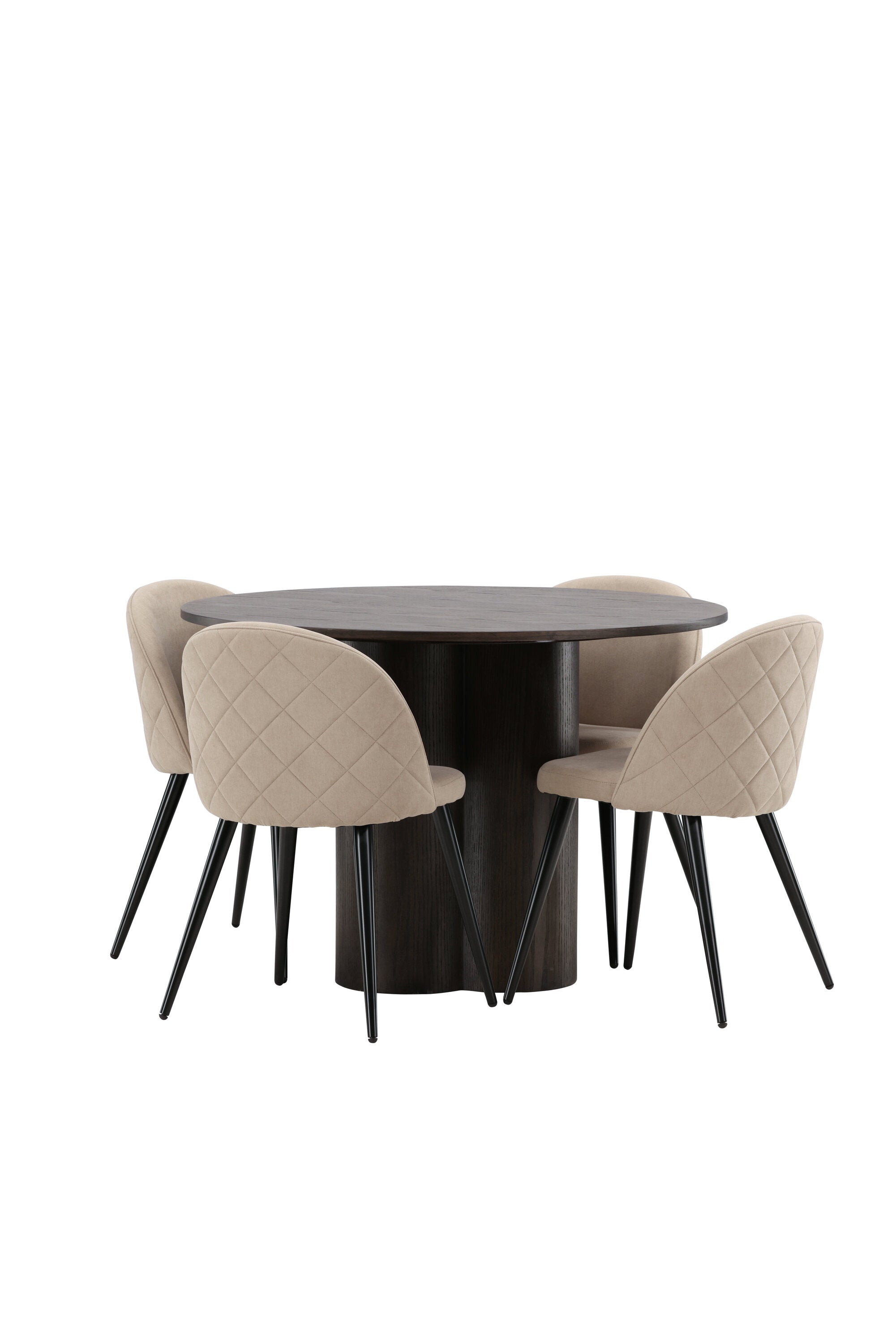Olivia Esszimmer Set + Velvet ⌀110cm/4St. in Beige, Schwarz präsentiert im Onlineshop von KAQTU Design AG. Esszimmerset ist von Venture Home