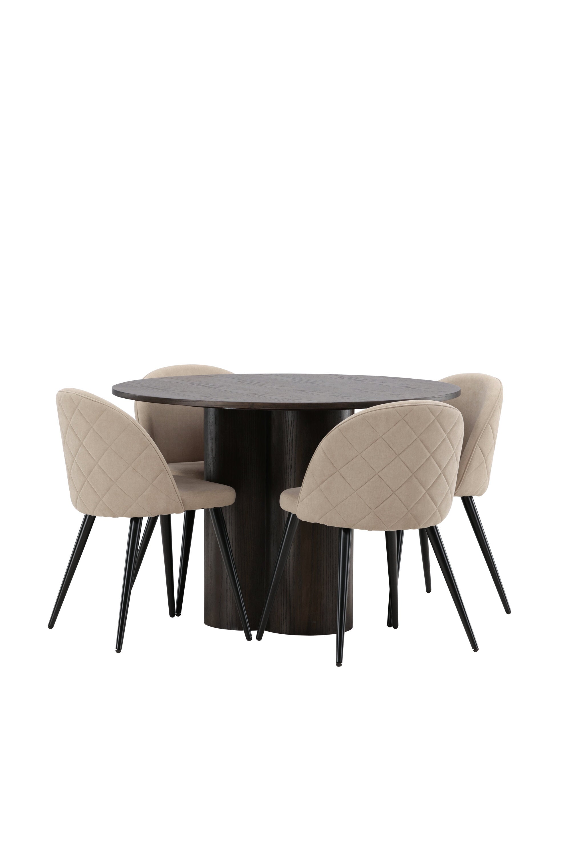 Olivia Esszimmer Set + Velvet ⌀110cm/4St. in Beige, Schwarz präsentiert im Onlineshop von KAQTU Design AG. Esszimmerset ist von Venture Home