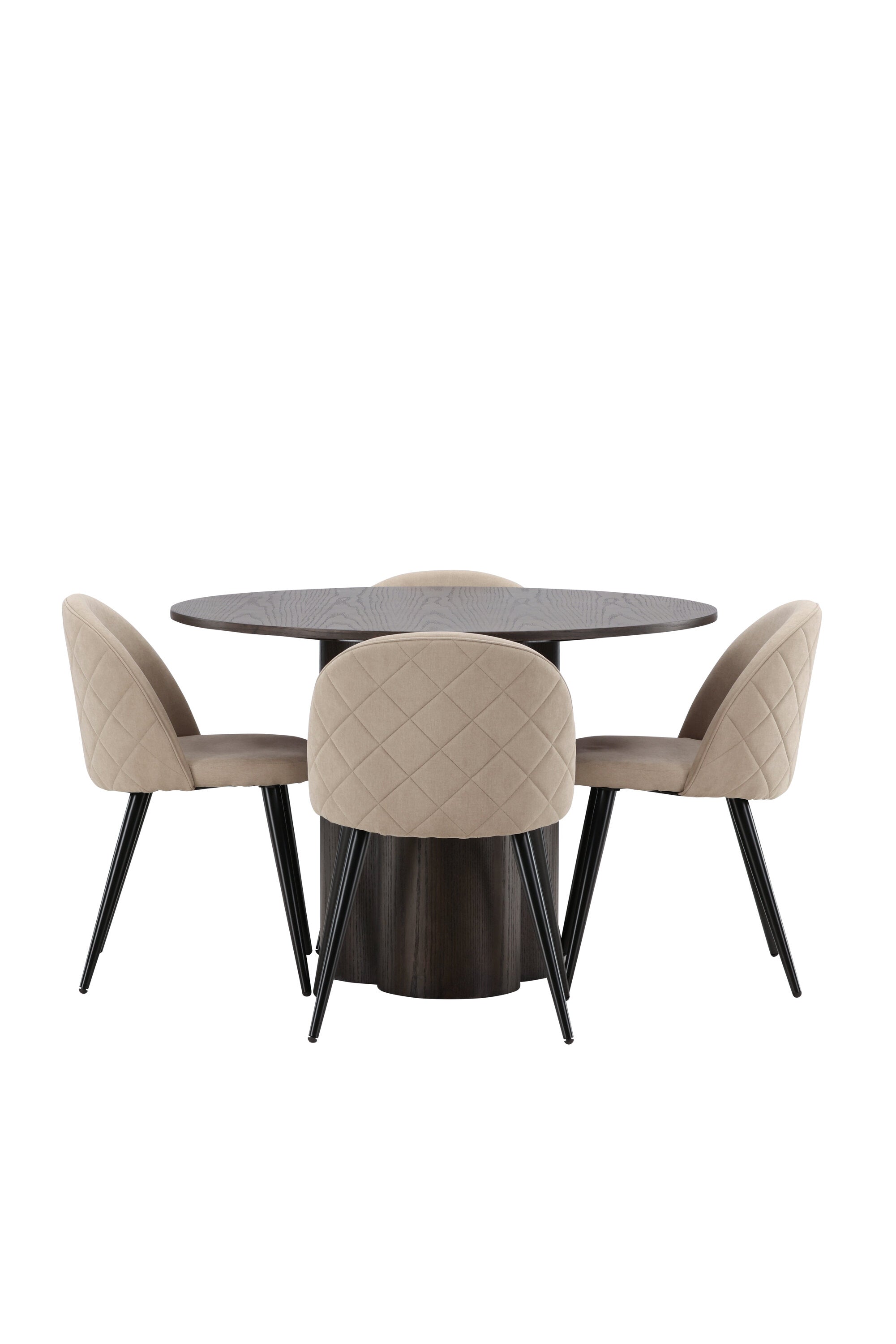 Olivia Esszimmer Set + Velvet ⌀110cm/4St. in Beige, Schwarz präsentiert im Onlineshop von KAQTU Design AG. Esszimmerset ist von Venture Home