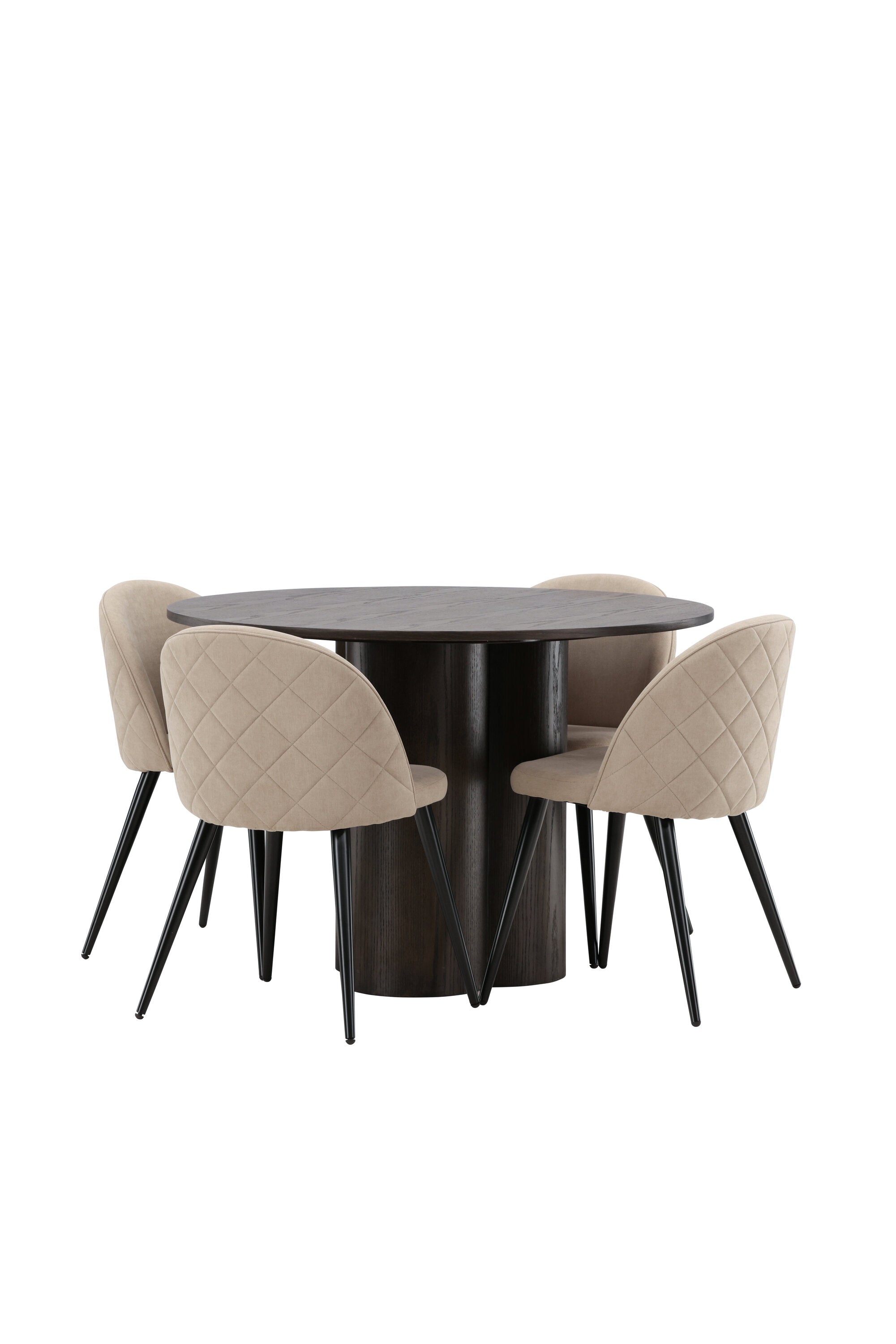 Olivia Esszimmer Set + Velvet ⌀110cm/4St. in Beige, Schwarz präsentiert im Onlineshop von KAQTU Design AG. Esszimmerset ist von Venture Home