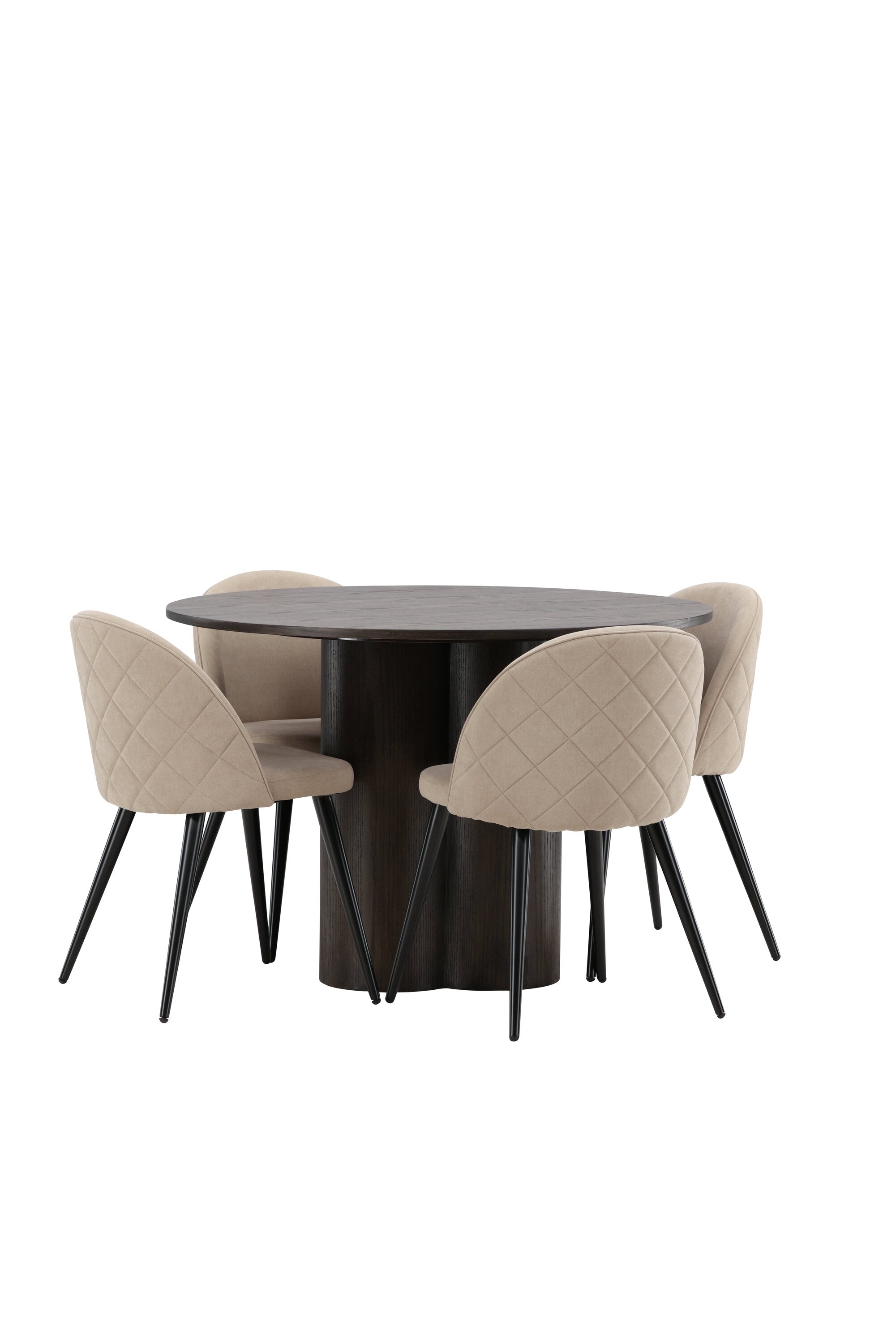Olivia Esszimmer Set + Velvet ⌀110cm/4St. in Beige, Schwarz präsentiert im Onlineshop von KAQTU Design AG. Esszimmerset ist von Venture Home