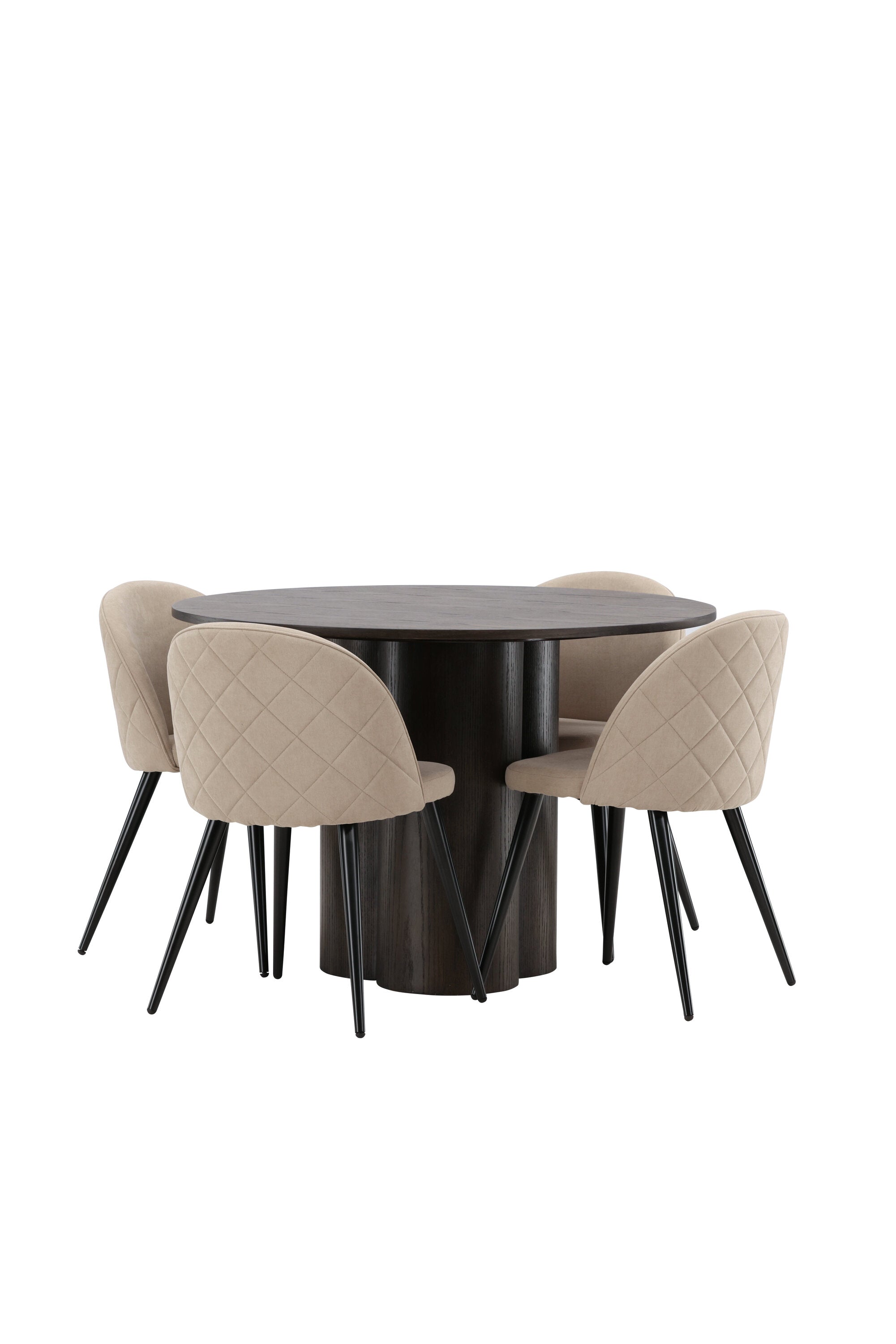 Olivia Esszimmer Set + Velvet ⌀110cm/4St. in Beige, Schwarz präsentiert im Onlineshop von KAQTU Design AG. Esszimmerset ist von Venture Home