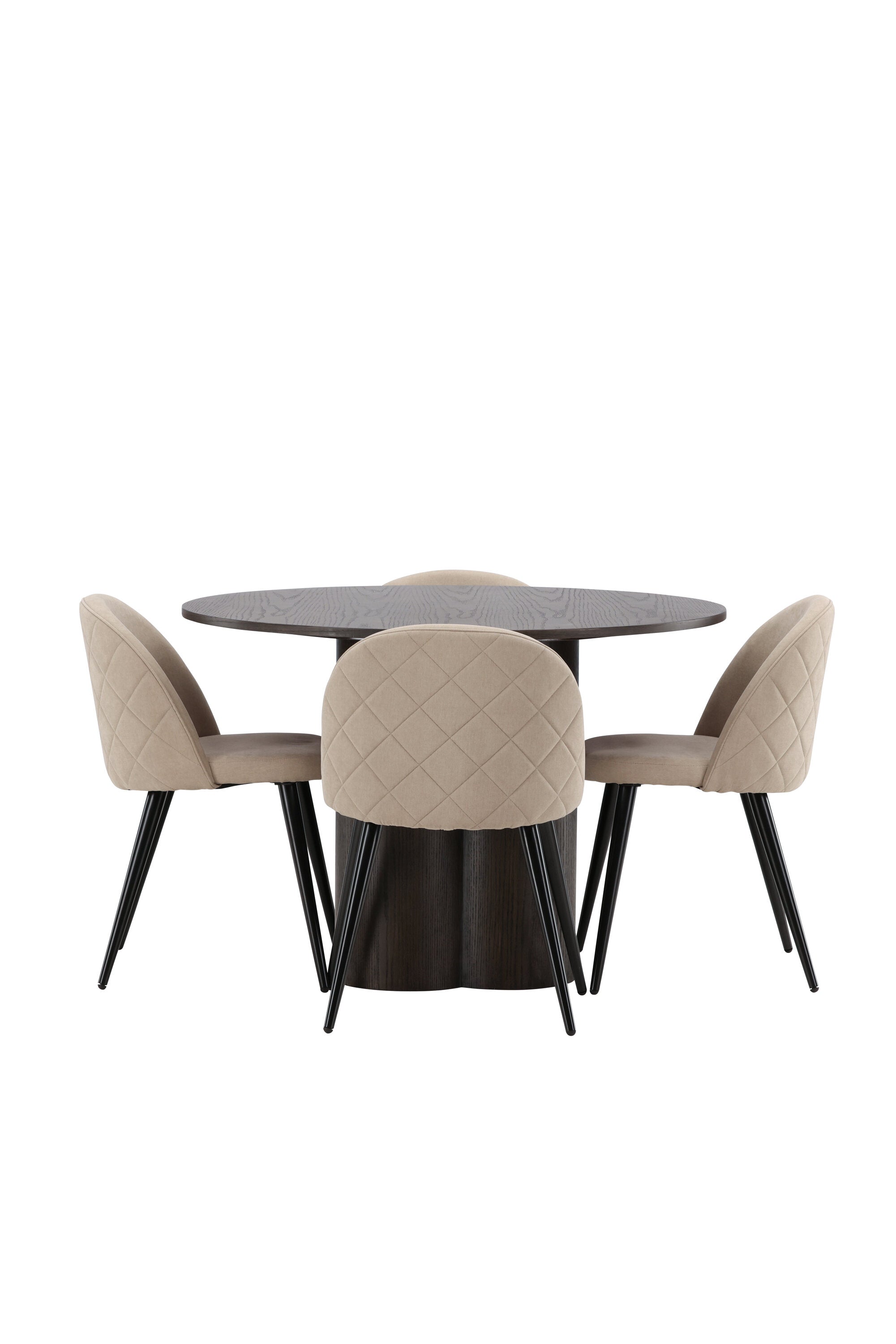 Olivia Esszimmer Set + Velvet ⌀110cm/4St. in Beige, Schwarz präsentiert im Onlineshop von KAQTU Design AG. Esszimmerset ist von Venture Home