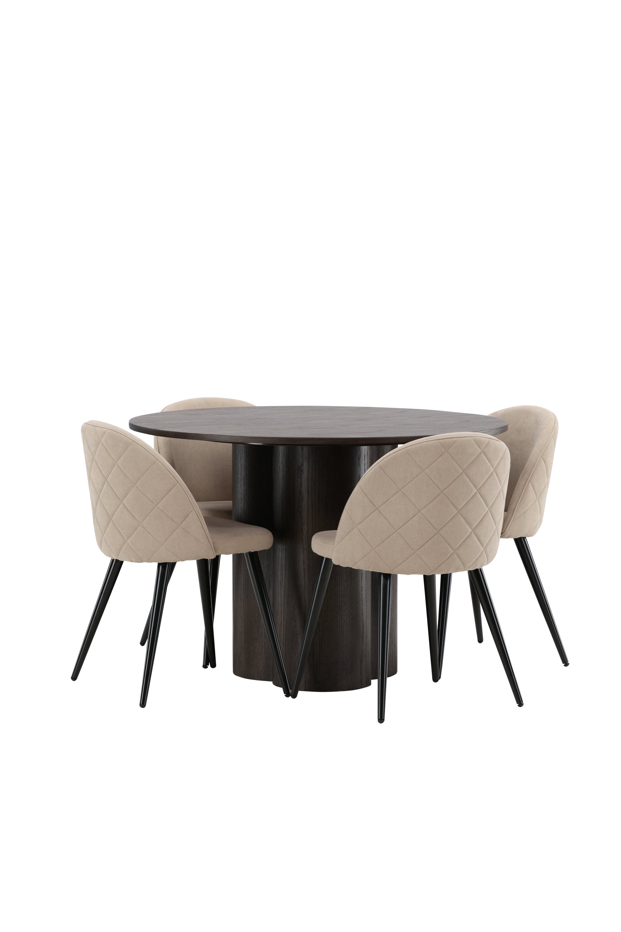 Olivia Esszimmer Set + Velvet ⌀110cm/4St. in Beige, Schwarz präsentiert im Onlineshop von KAQTU Design AG. Esszimmerset ist von Venture Home
