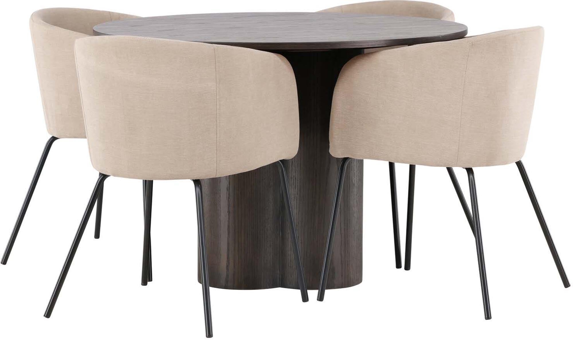 Stilvolles Olivia Esszimmer Set mit rundem Tisch und 4 Stühlen.