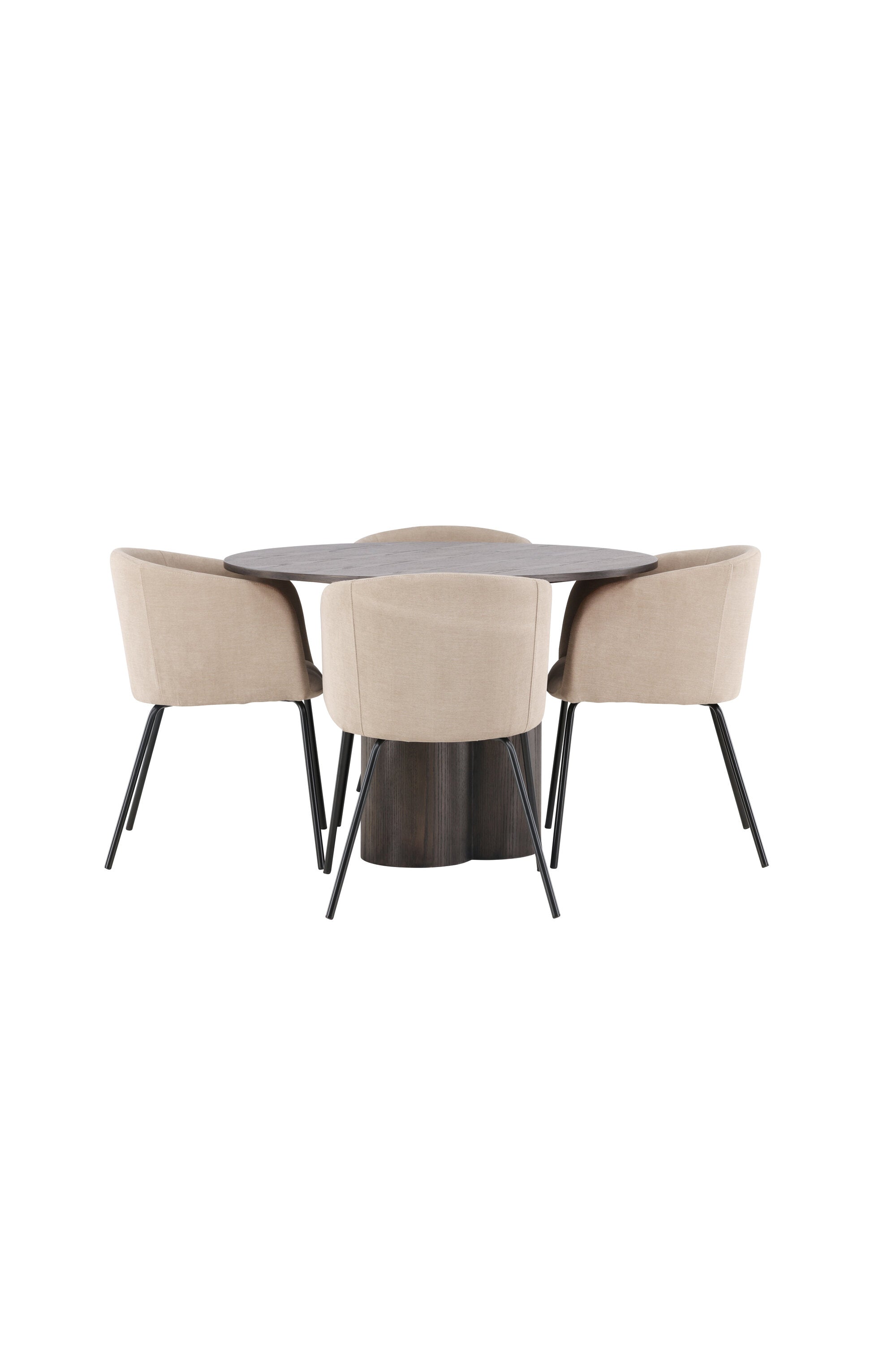 Olivia Esszimmer Set + Berit ⌀110cm/4St. in Braun / Beige / Schwarz präsentiert im Onlineshop von KAQTU Design AG. Esszimmerset ist von Venture Home