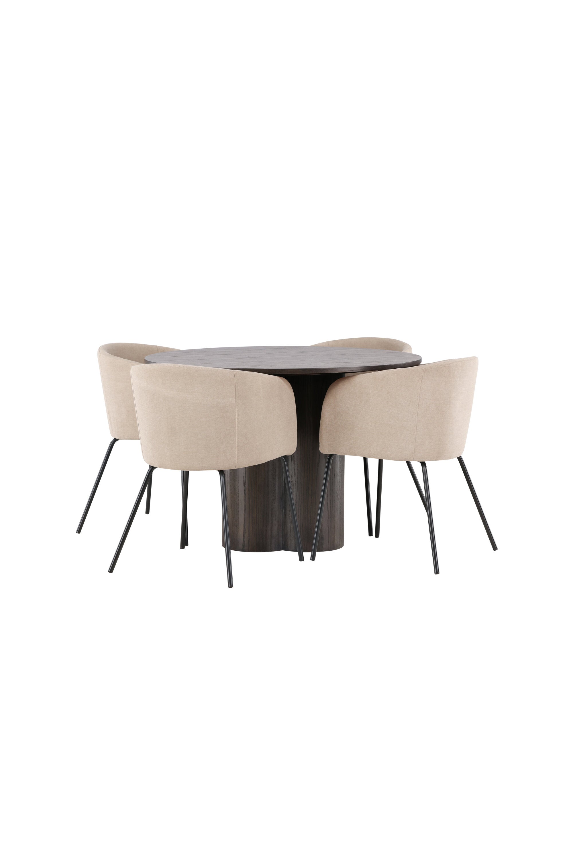 Olivia Esszimmer Set + Berit ⌀110cm/4St. in Braun / Beige / Schwarz präsentiert im Onlineshop von KAQTU Design AG. Esszimmerset ist von Venture Home