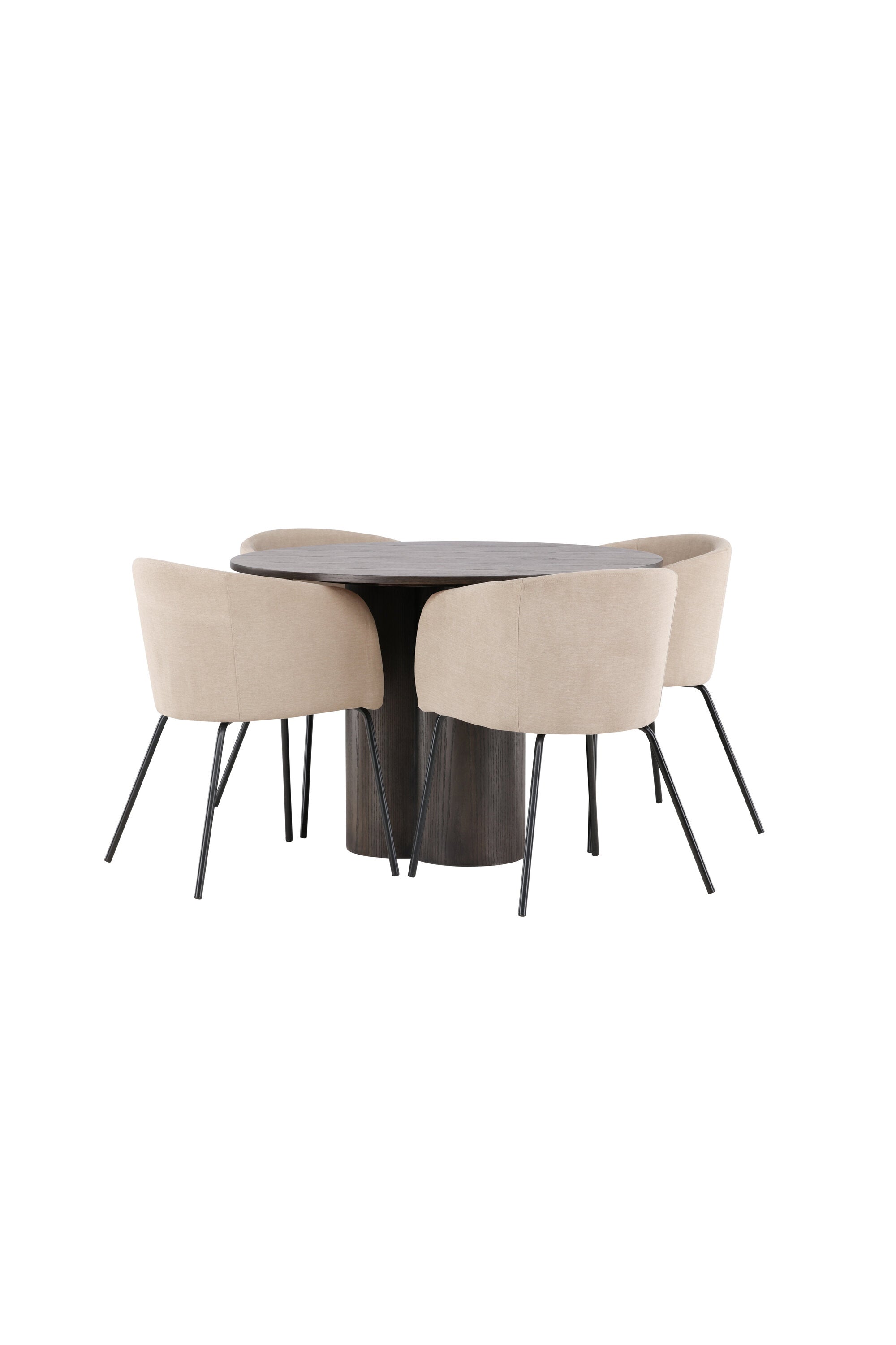 Olivia Esszimmer Set + Berit ⌀110cm/4St. in Braun / Beige / Schwarz präsentiert im Onlineshop von KAQTU Design AG. Esszimmerset ist von Venture Home