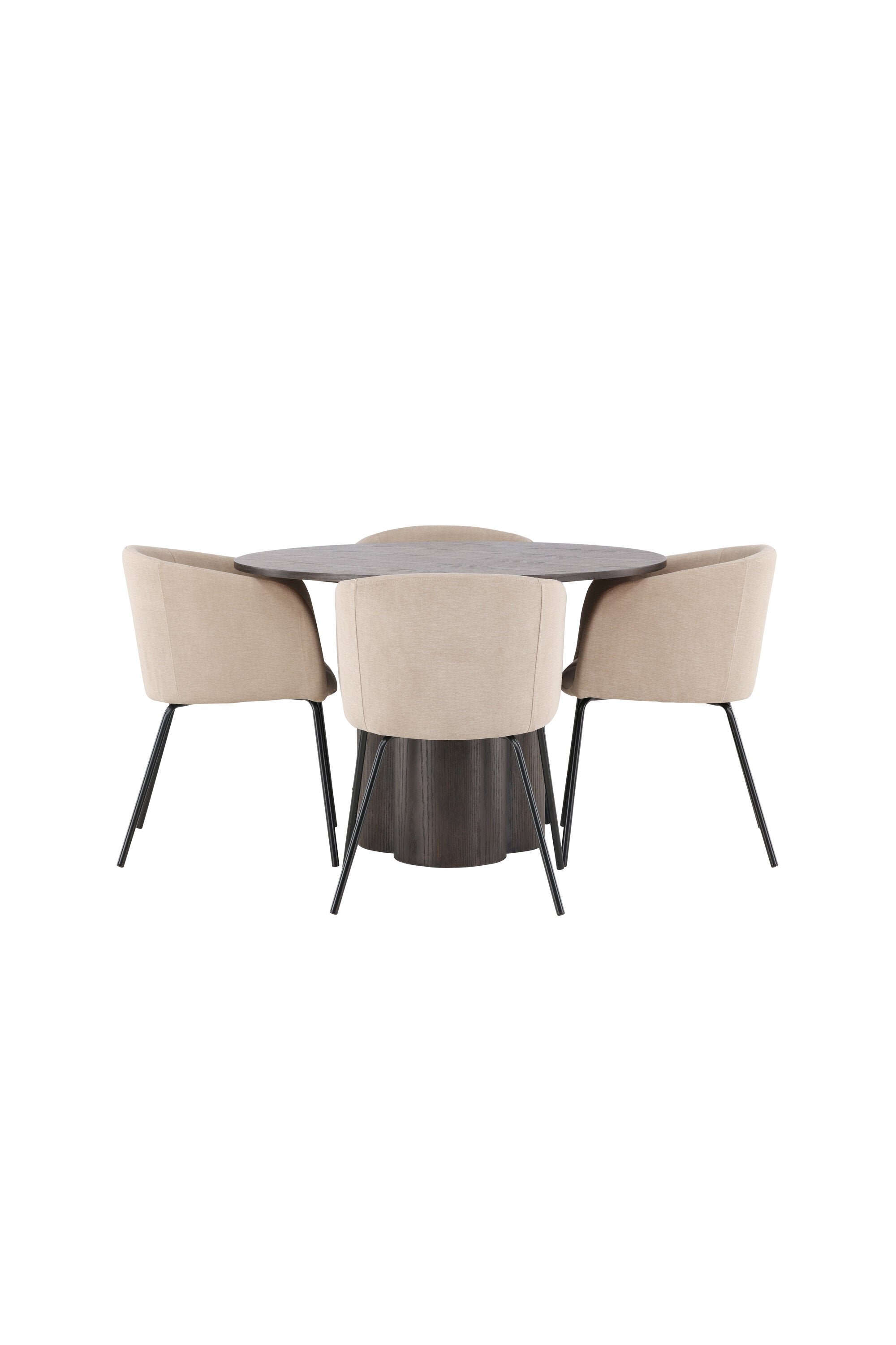 Olivia Esszimmer Set + Berit ⌀110cm/4St. in Braun / Beige / Schwarz präsentiert im Onlineshop von KAQTU Design AG. Esszimmerset ist von Venture Home