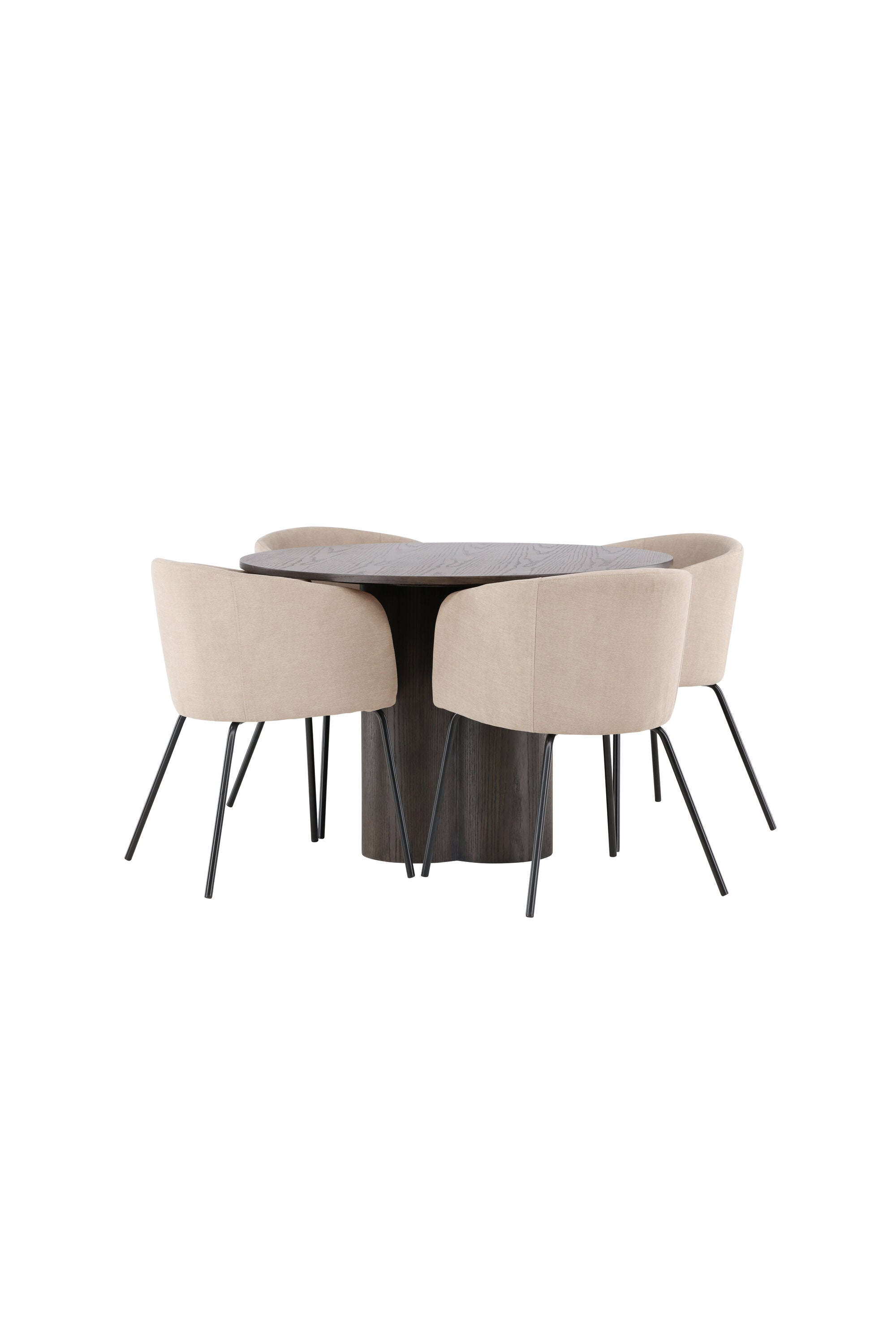 Olivia Esszimmer Set + Berit ⌀110cm/4St. in Braun / Beige / Schwarz präsentiert im Onlineshop von KAQTU Design AG. Esszimmerset ist von Venture Home