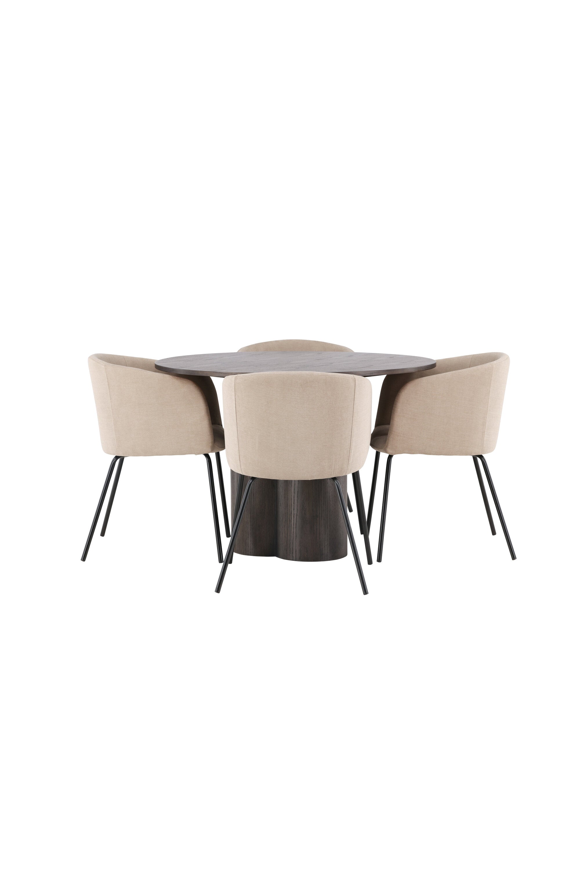 Olivia Esszimmer Set + Berit ⌀110cm/4St. in Braun / Beige / Schwarz präsentiert im Onlineshop von KAQTU Design AG. Esszimmerset ist von Venture Home