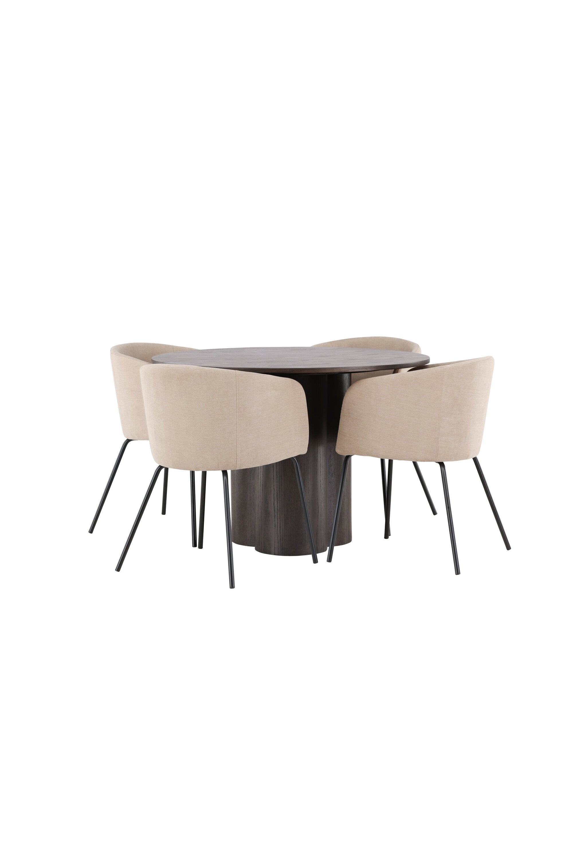 Olivia Esszimmer Set + Berit ⌀110cm/4St. in Braun / Beige / Schwarz präsentiert im Onlineshop von KAQTU Design AG. Esszimmerset ist von Venture Home