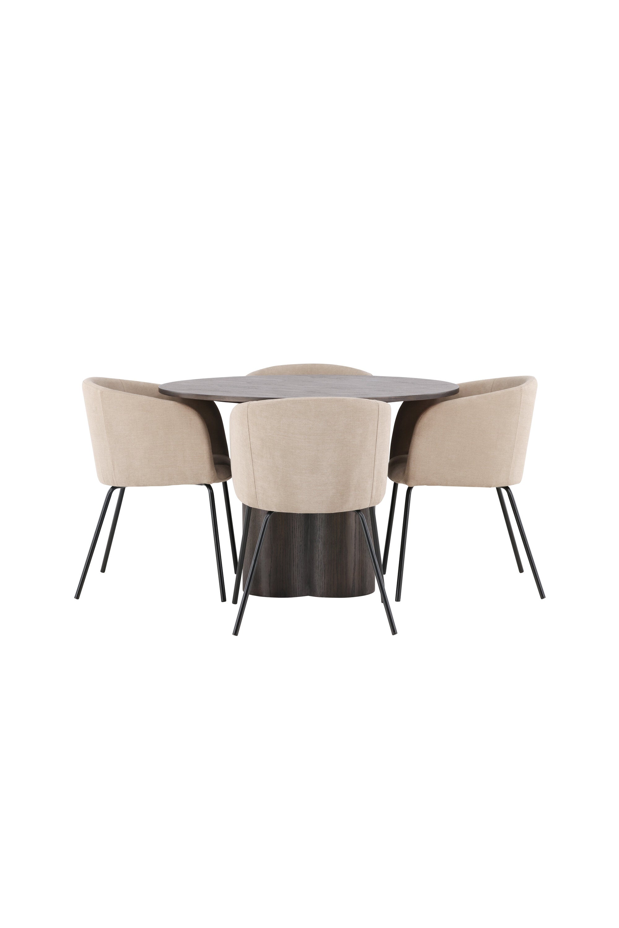 Olivia Esszimmer Set + Berit ⌀110cm/4St. in Braun / Beige / Schwarz präsentiert im Onlineshop von KAQTU Design AG. Esszimmerset ist von Venture Home