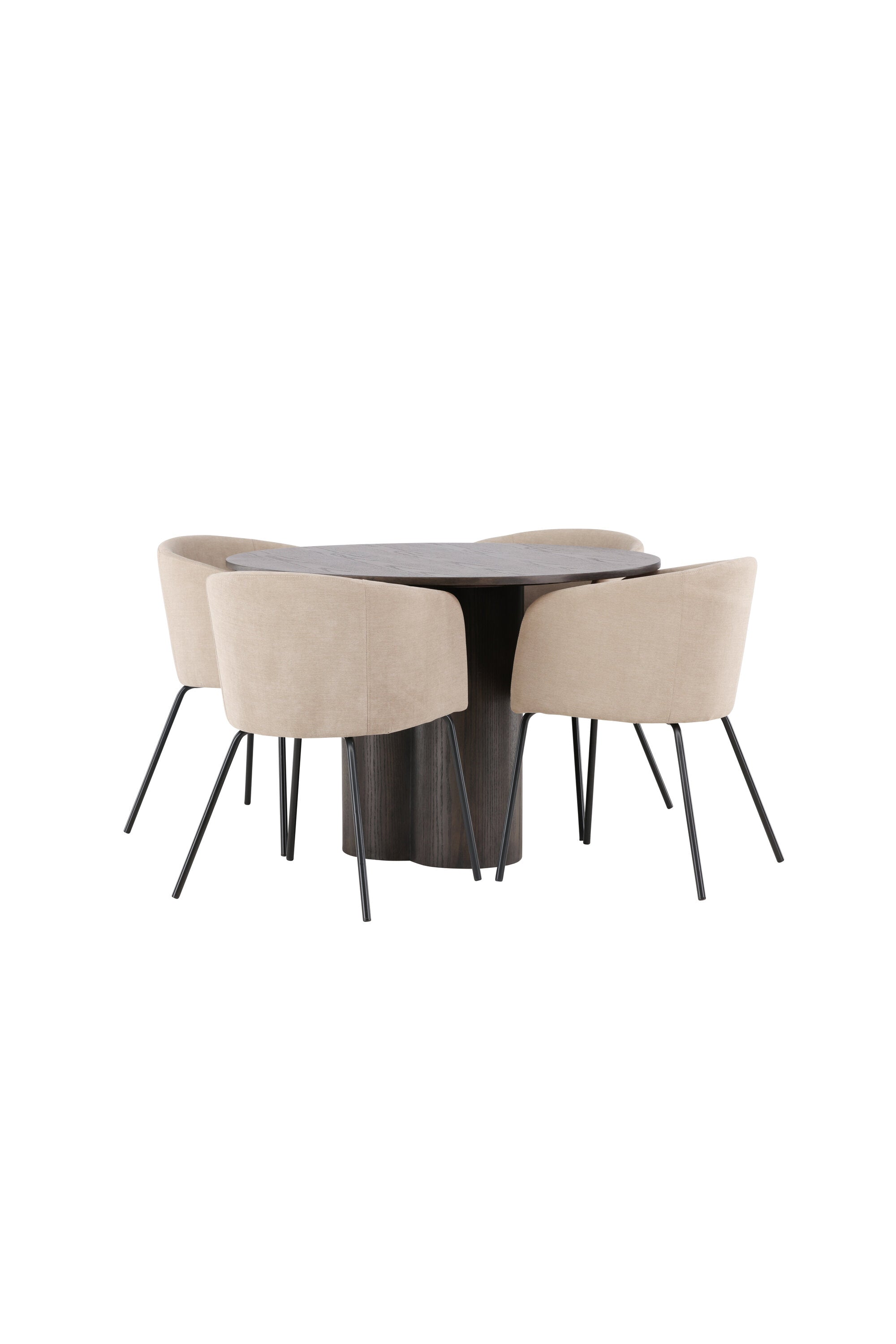 Olivia Esszimmer Set + Berit ⌀110cm/4St. in Braun / Beige / Schwarz präsentiert im Onlineshop von KAQTU Design AG. Esszimmerset ist von Venture Home