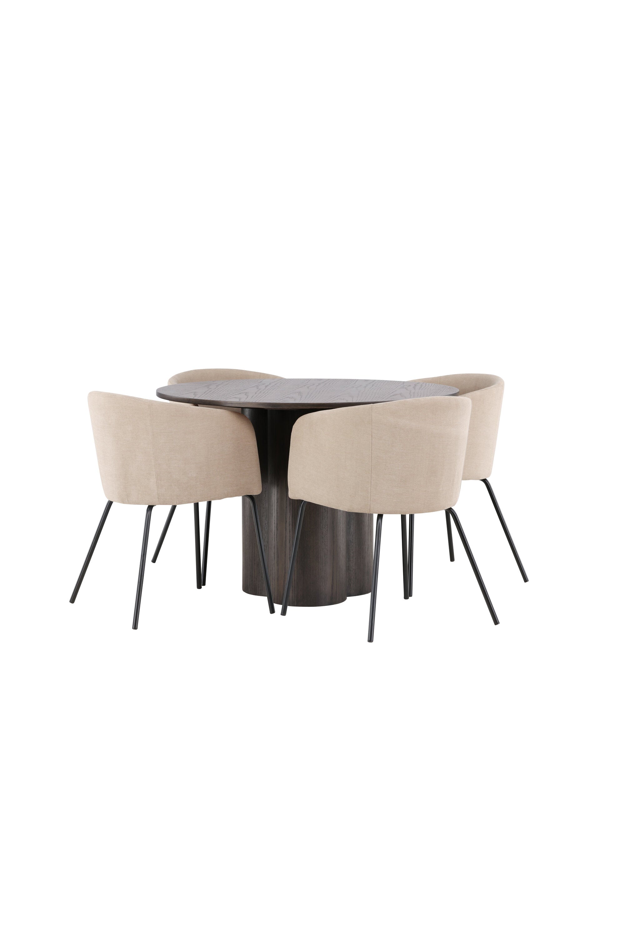 Olivia Esszimmer Set + Berit ⌀110cm/4St. in Braun / Beige / Schwarz präsentiert im Onlineshop von KAQTU Design AG. Esszimmerset ist von Venture Home