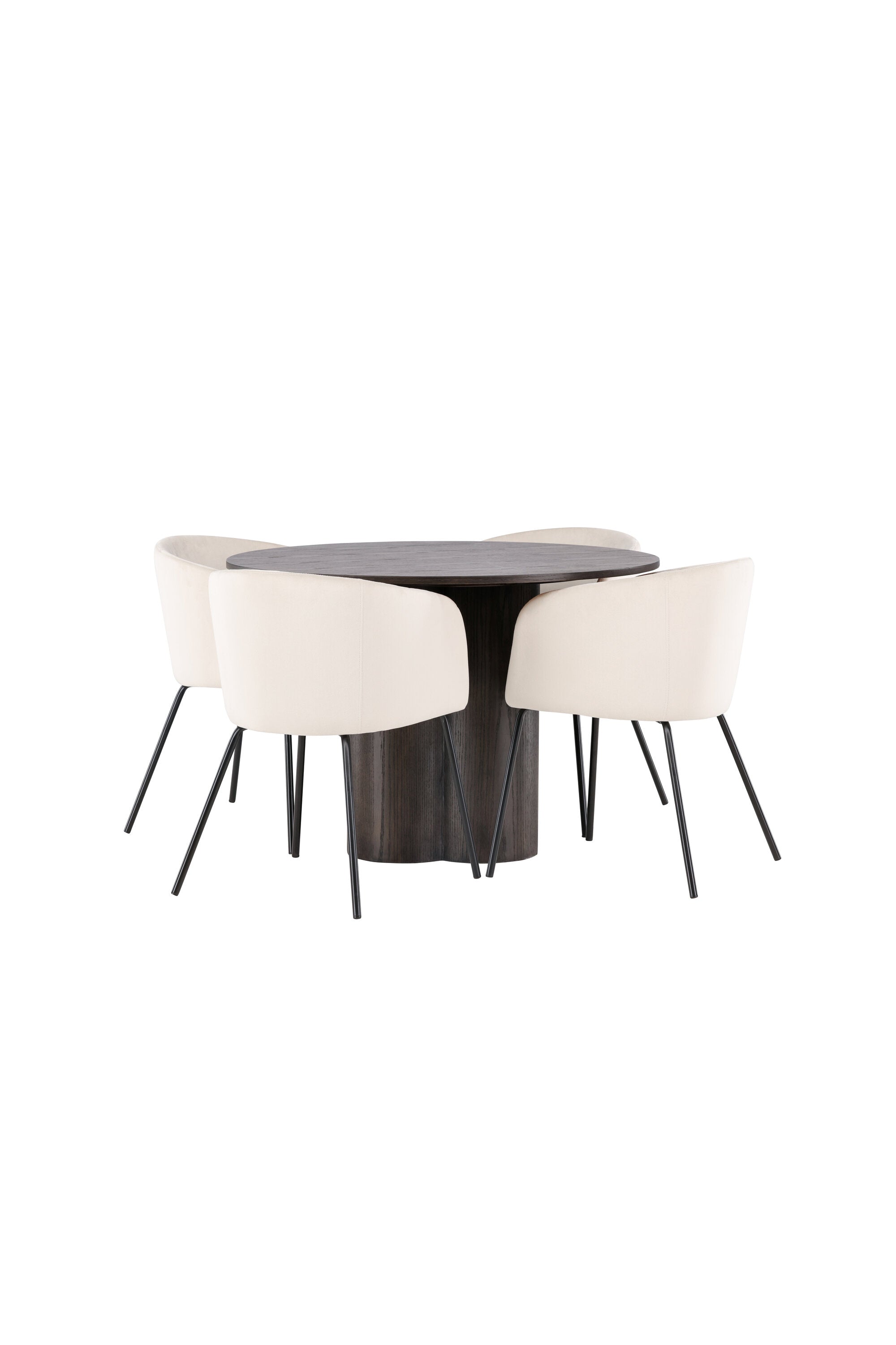 Olivia Esszimmer Set + Berit ⌀110cm/4St. in Braun / Beige / Schwarz präsentiert im Onlineshop von KAQTU Design AG. Esszimmerset ist von Venture Home