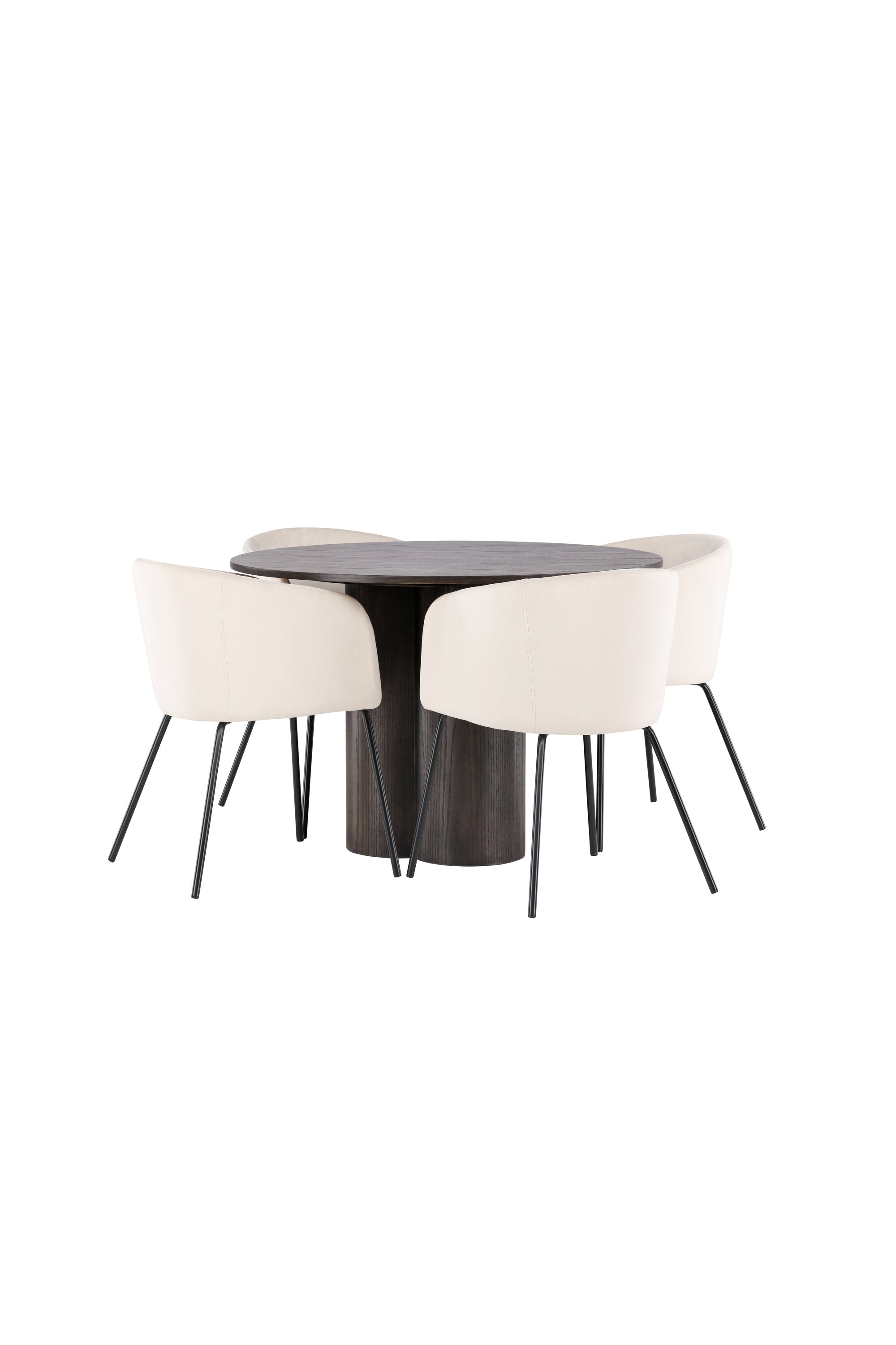 Olivia Esszimmer Set + Berit ⌀110cm/4St. in Braun / Beige / Schwarz präsentiert im Onlineshop von KAQTU Design AG. Esszimmerset ist von Venture Home
