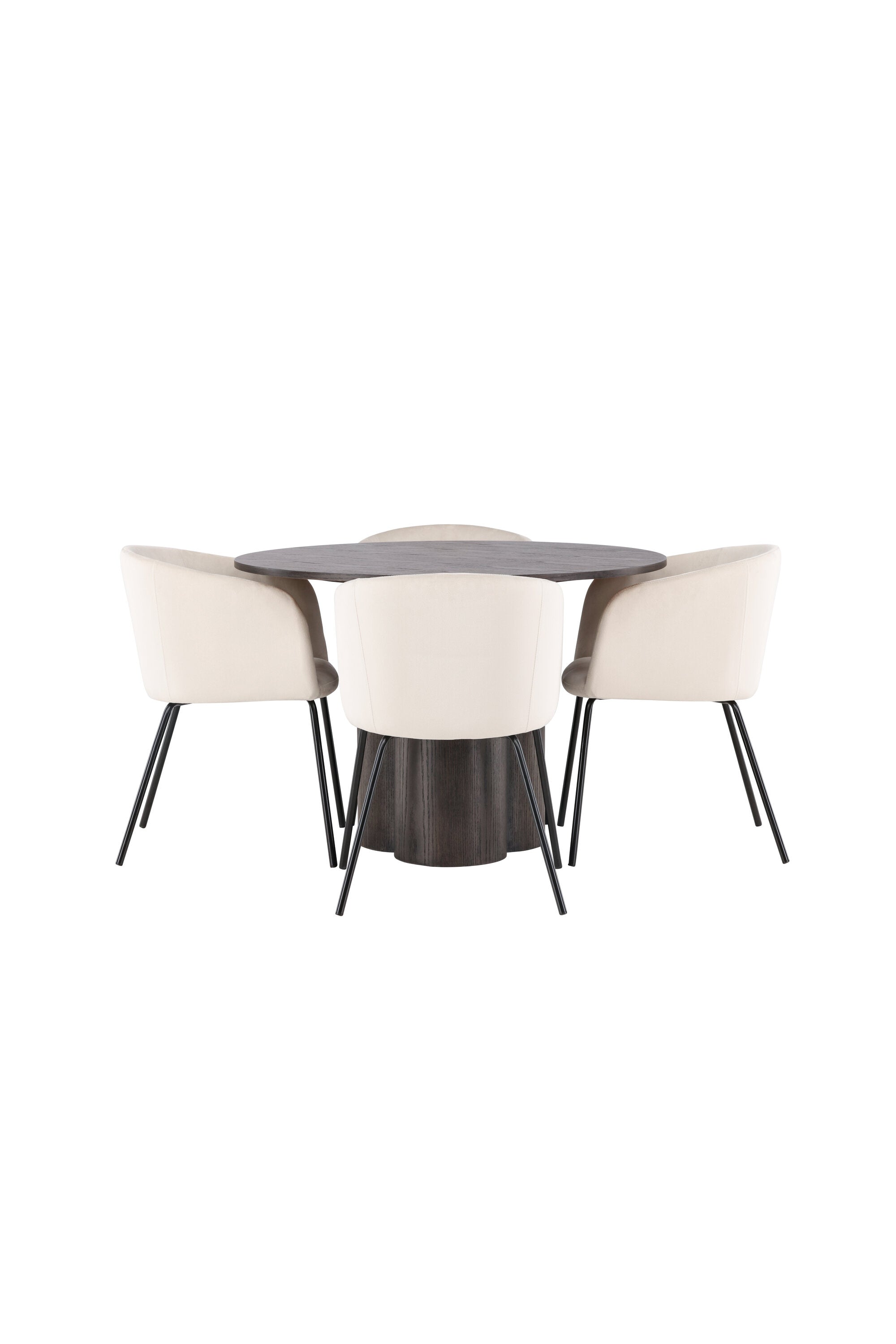 Olivia Esszimmer Set + Berit ⌀110cm/4St. in Braun / Beige / Schwarz präsentiert im Onlineshop von KAQTU Design AG. Esszimmerset ist von Venture Home