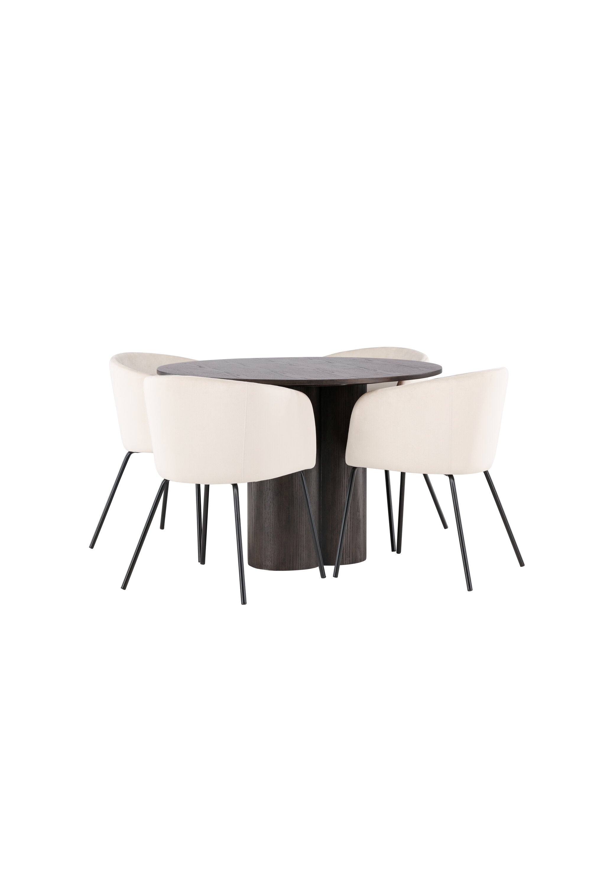 Olivia Esszimmer Set + Berit ⌀110cm/4St. in Braun / Beige / Schwarz präsentiert im Onlineshop von KAQTU Design AG. Esszimmerset ist von Venture Home