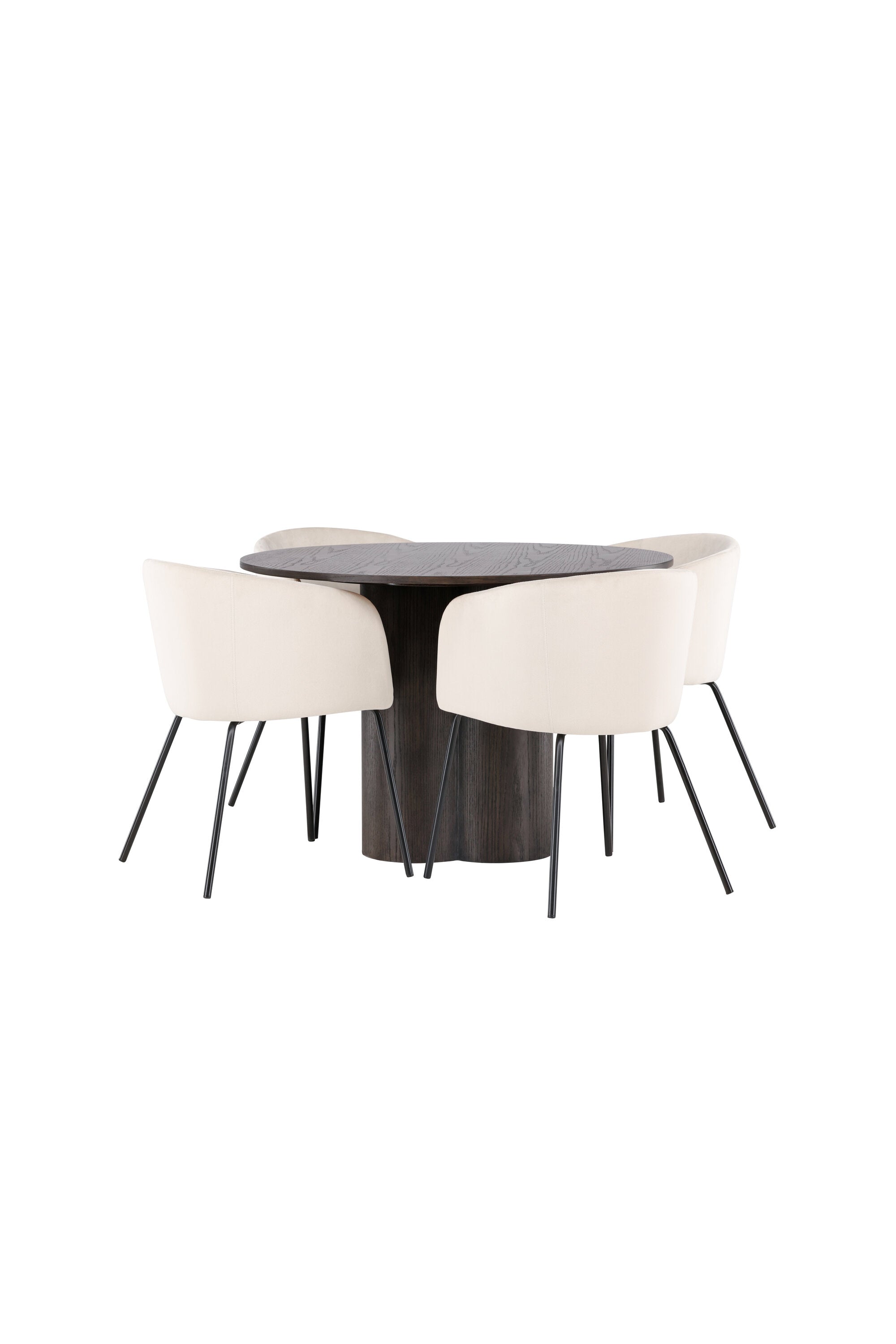 Olivia Esszimmer Set + Berit ⌀110cm/4St. in Braun / Beige / Schwarz präsentiert im Onlineshop von KAQTU Design AG. Esszimmerset ist von Venture Home