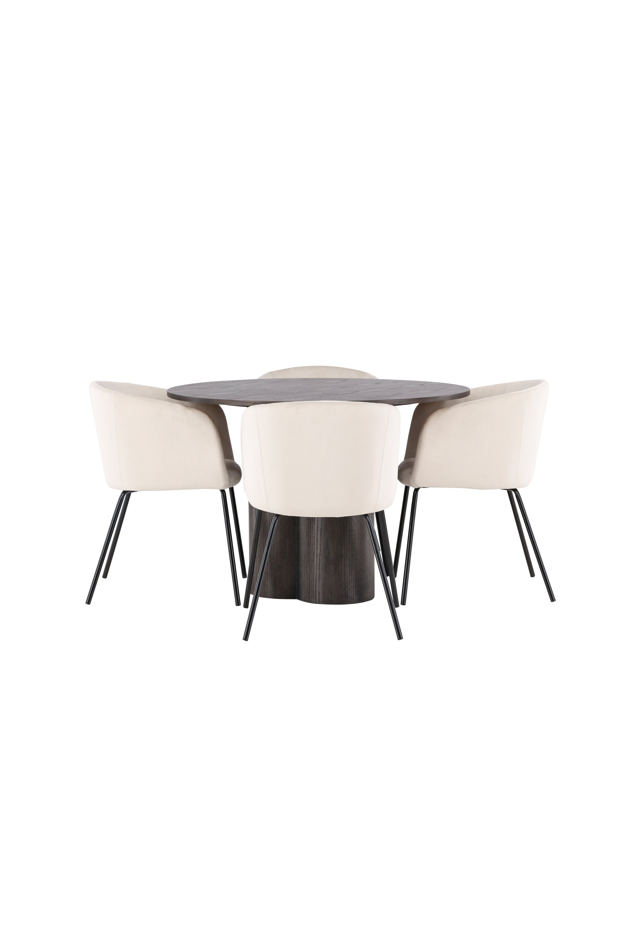 Olivia Esszimmer Set + Berit ⌀110cm/4St. in Braun / Beige / Schwarz präsentiert im Onlineshop von KAQTU Design AG. Esszimmerset ist von Venture Home