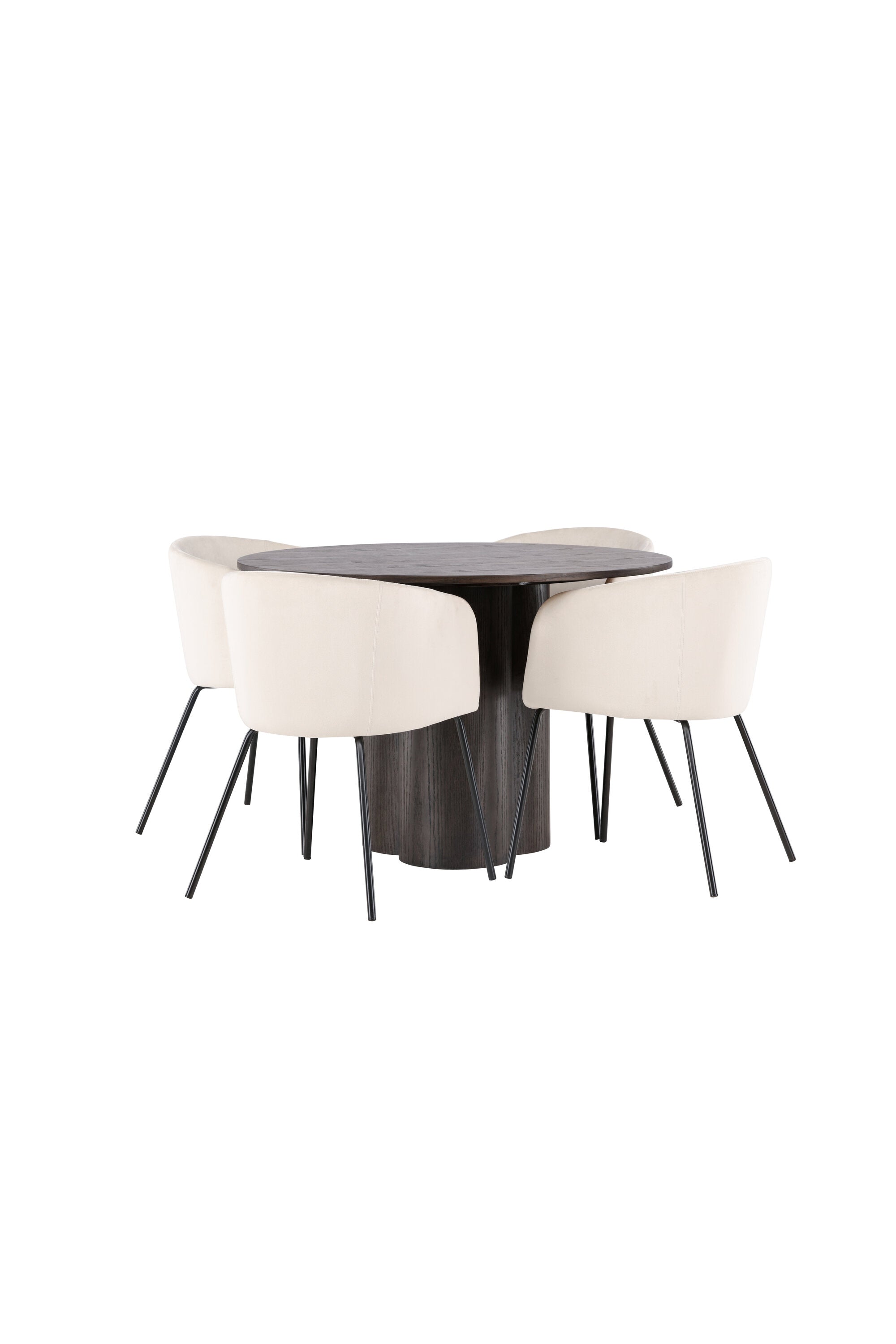 Olivia Esszimmer Set + Berit ⌀110cm/4St. in Braun / Beige / Schwarz präsentiert im Onlineshop von KAQTU Design AG. Esszimmerset ist von Venture Home