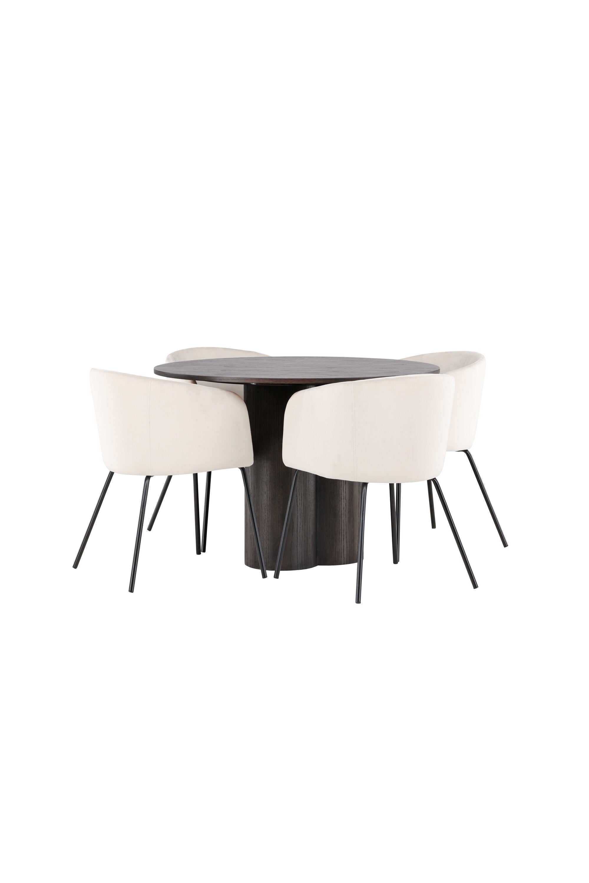 Olivia Esszimmer Set + Berit ⌀110cm/4St. in Braun / Beige / Schwarz präsentiert im Onlineshop von KAQTU Design AG. Esszimmerset ist von Venture Home