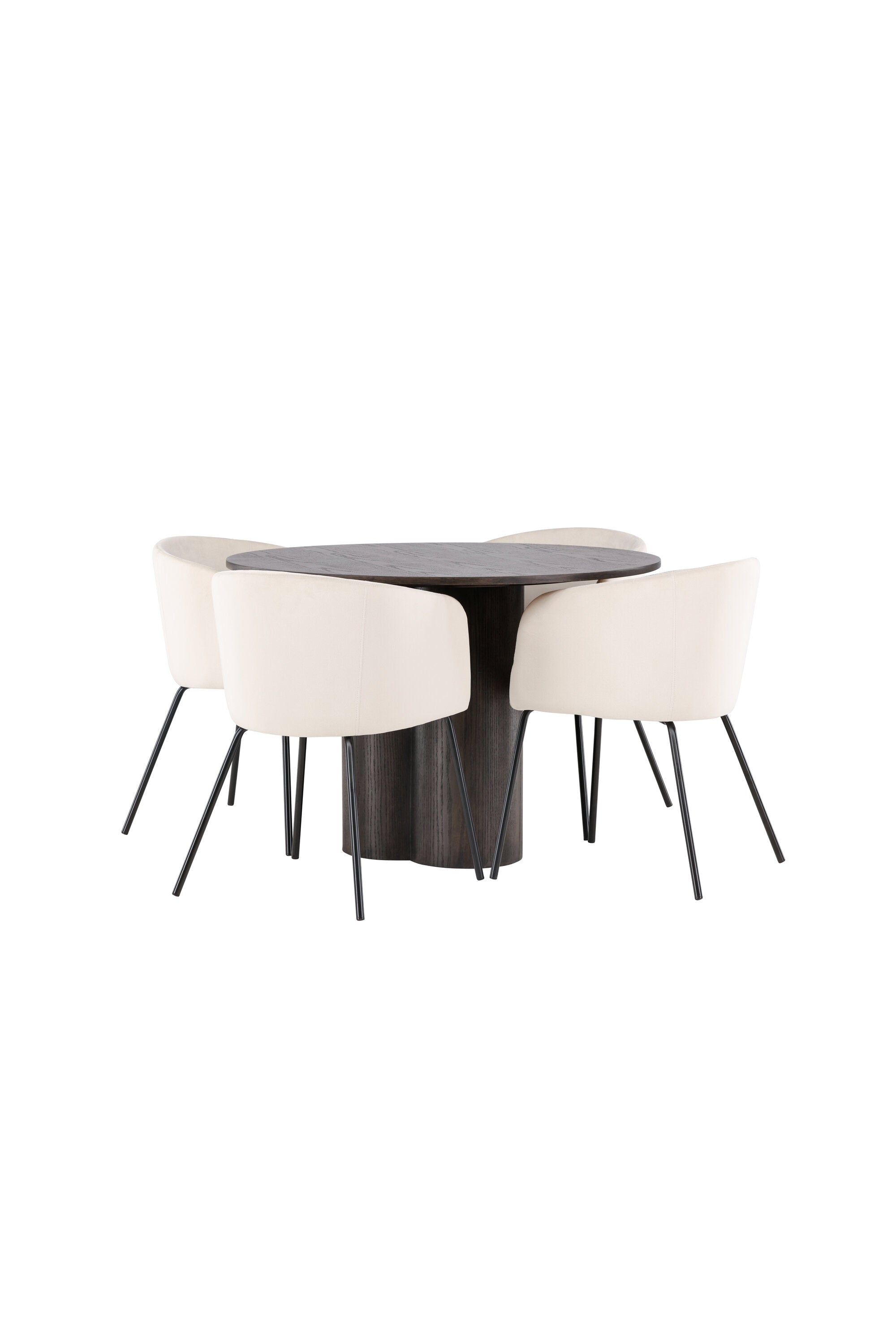 Olivia Esszimmer Set + Berit ⌀110cm/4St. in Braun / Beige / Schwarz präsentiert im Onlineshop von KAQTU Design AG. Esszimmerset ist von Venture Home