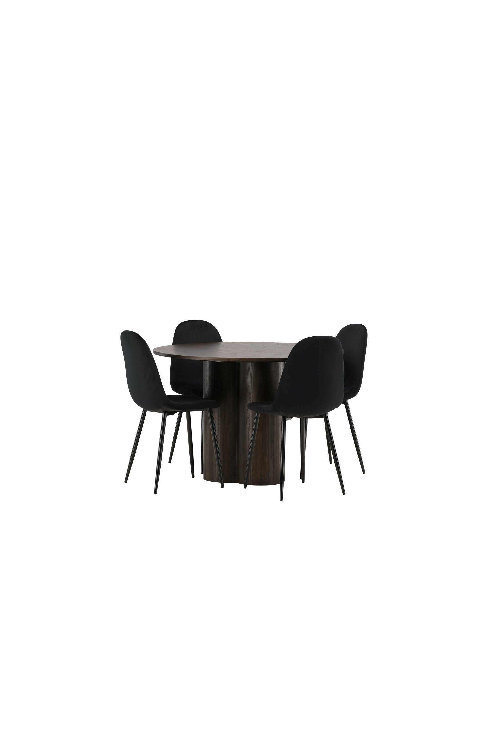 Olivia Esszimmer Set + Polar ⌀110cm/4St. in Schwarz präsentiert im Onlineshop von KAQTU Design AG. Esszimmerset ist von Venture Home