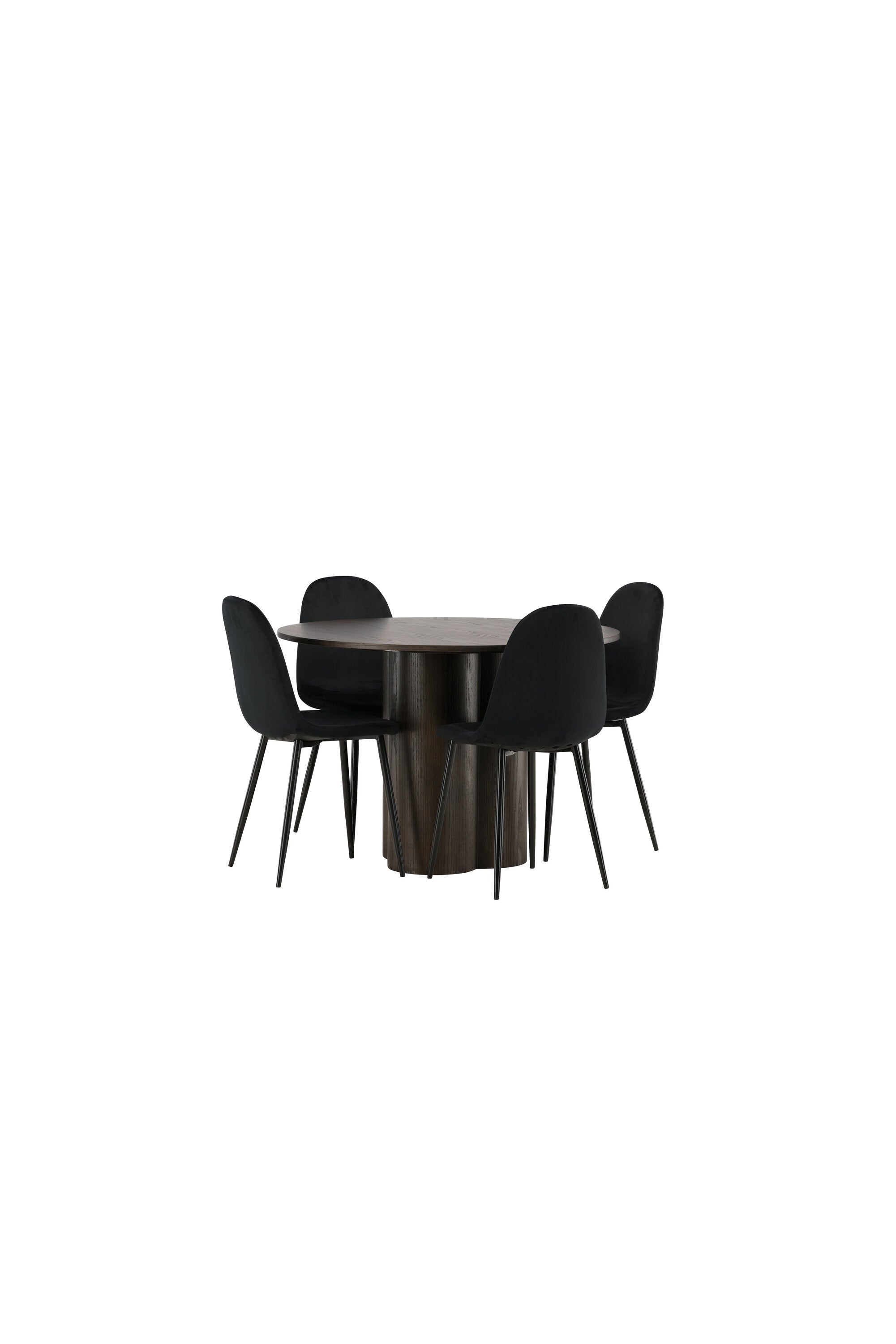 Olivia Esszimmer Set + Polar ⌀110cm/4St. in Schwarz präsentiert im Onlineshop von KAQTU Design AG. Esszimmerset ist von Venture Home