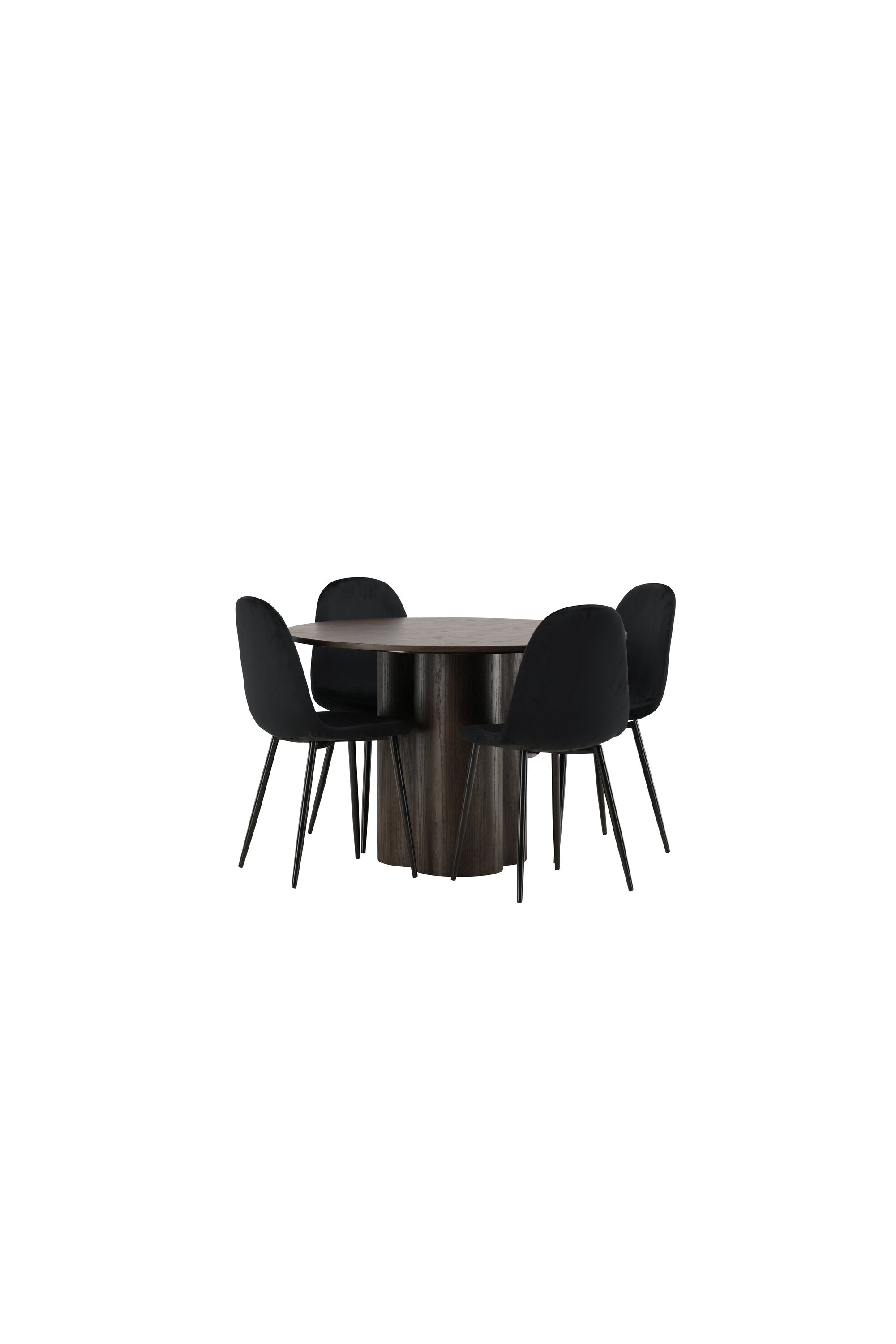 Olivia Esszimmer Set + Polar ⌀110cm/4St. in Schwarz präsentiert im Onlineshop von KAQTU Design AG. Esszimmerset ist von Venture Home
