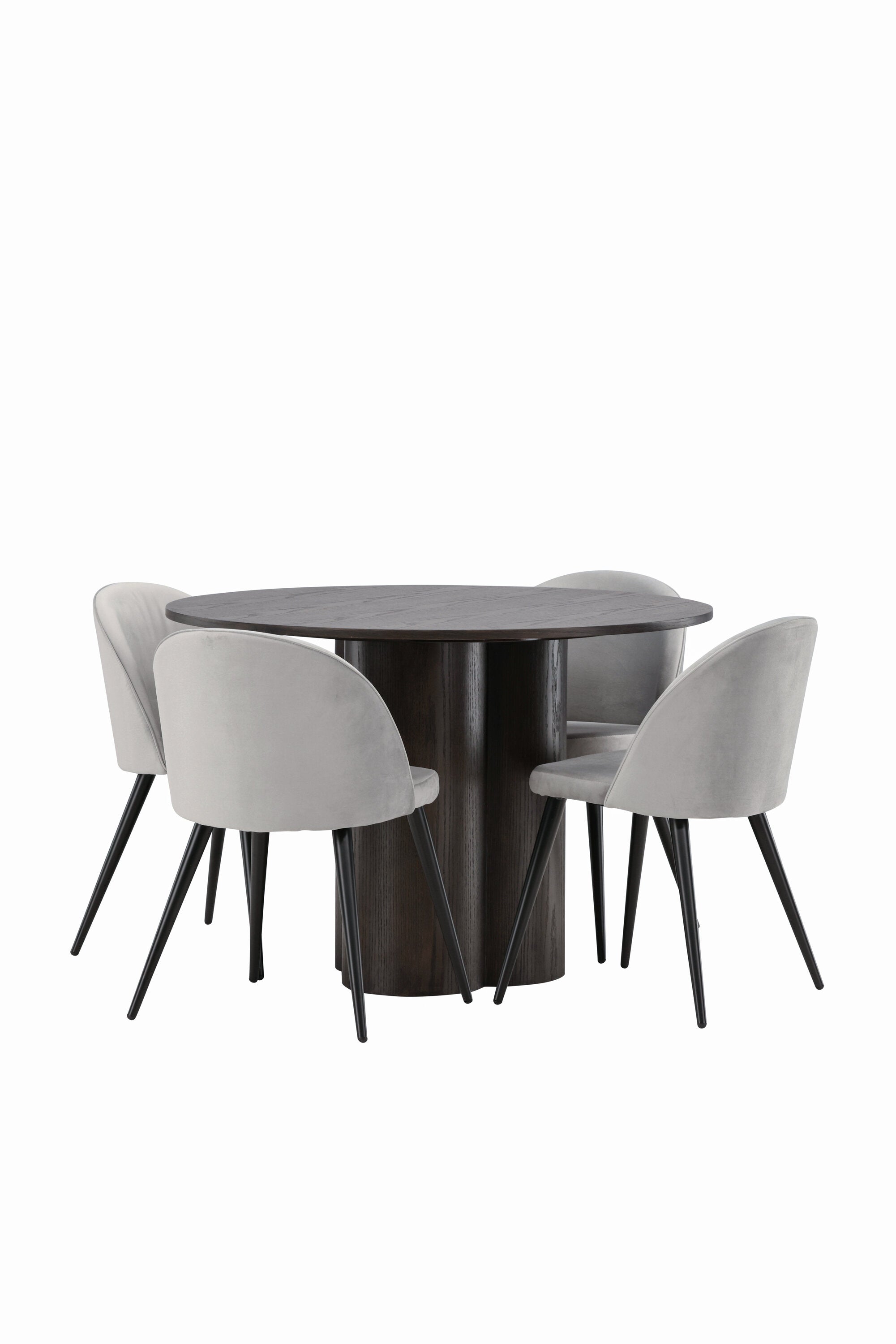 Olivia Esszimmer Set + Velvet ⌀110cm/4St. in Braun / Schwarzgrau präsentiert im Onlineshop von KAQTU Design AG. Esszimmerset ist von Venture Home