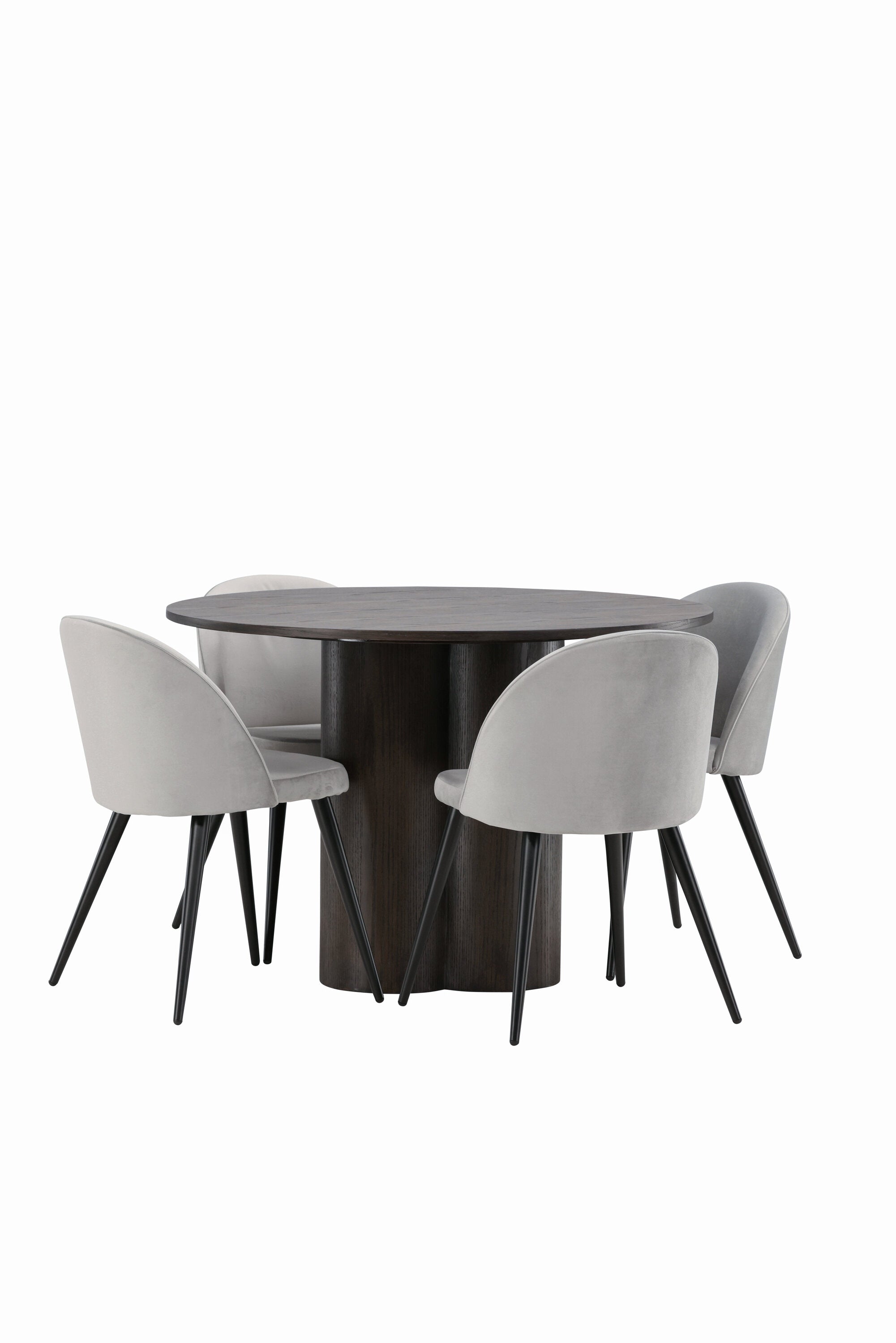 Olivia Esszimmer Set + Velvet ⌀110cm/4St. in Braun / Schwarzgrau präsentiert im Onlineshop von KAQTU Design AG. Esszimmerset ist von Venture Home