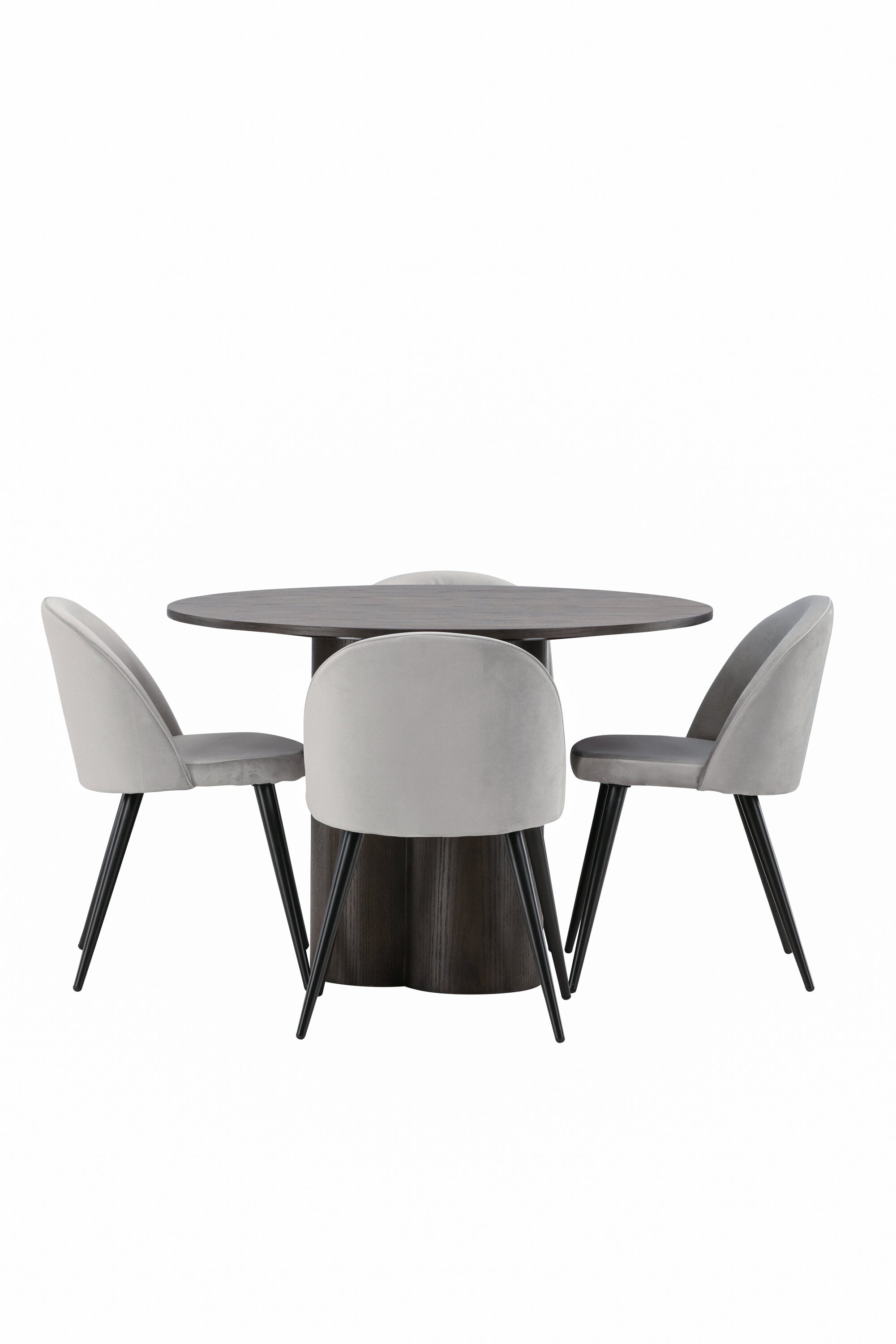Olivia Esszimmer Set + Velvet ⌀110cm/4St. in Braun / Schwarzgrau präsentiert im Onlineshop von KAQTU Design AG. Esszimmerset ist von Venture Home