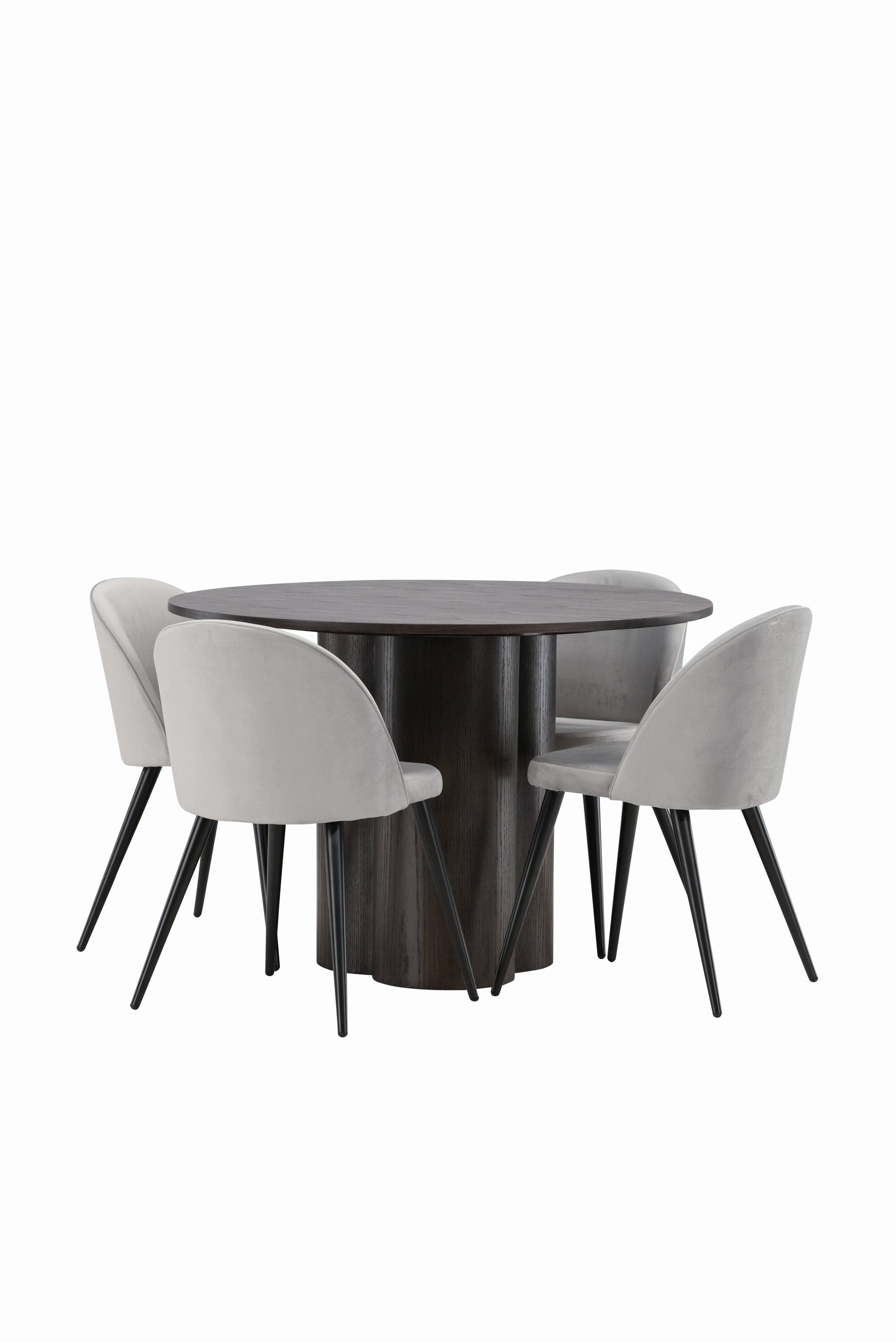 Olivia Esszimmer Set + Velvet ⌀110cm/4St. in Braun / Schwarzgrau präsentiert im Onlineshop von KAQTU Design AG. Esszimmerset ist von Venture Home