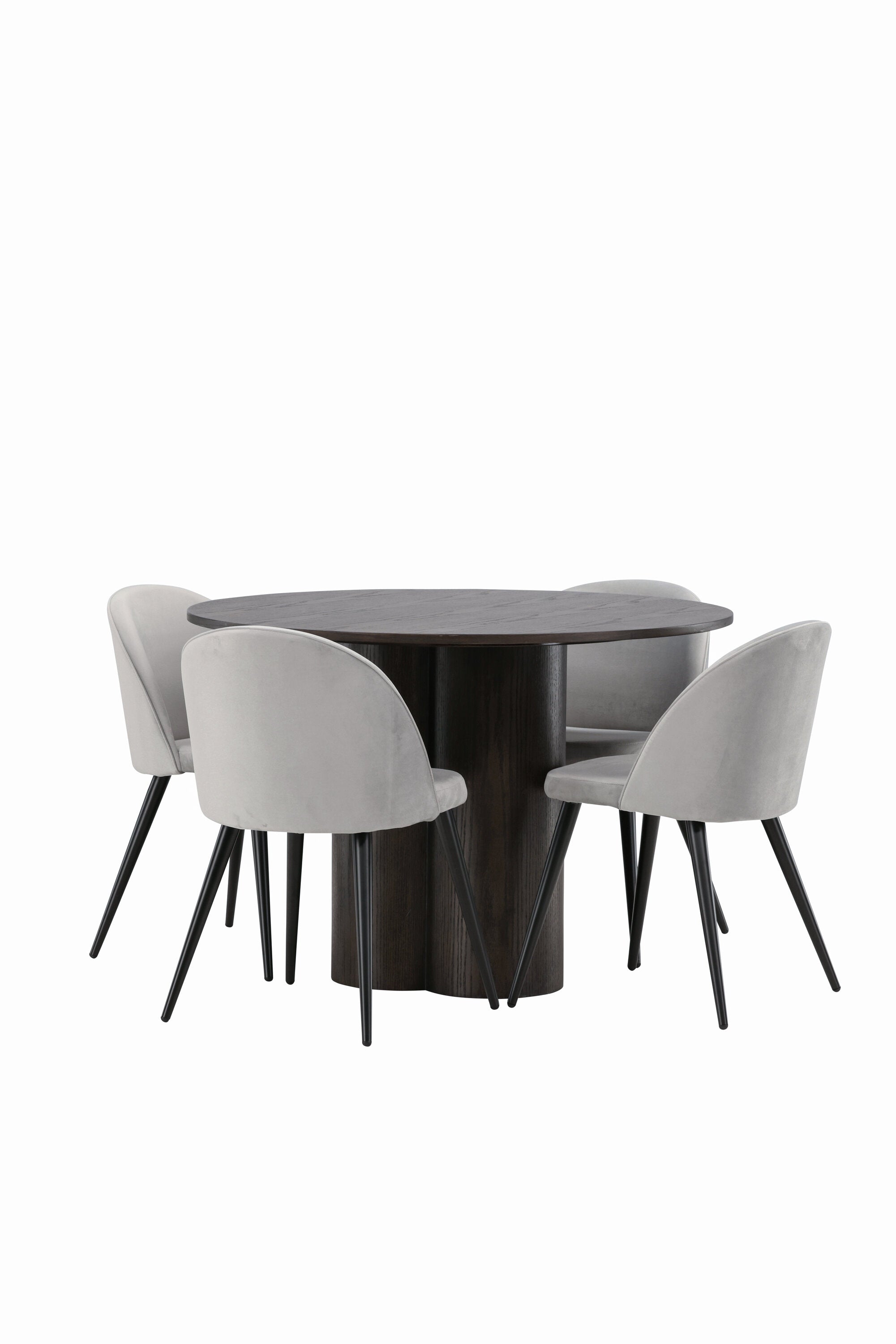 Olivia Esszimmer Set + Velvet ⌀110cm/4St. in Braun / Schwarzgrau präsentiert im Onlineshop von KAQTU Design AG. Esszimmerset ist von Venture Home